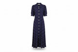 LK Bennett Navy Polka Dot Maxi Shirt Dress