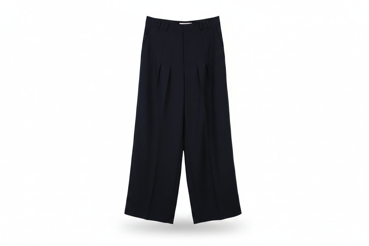 LK Bennett Black Pleated Wide-Leg Trousers Size 10
