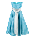 Mark Lesley Mini Dress Ruched Sash Blue Size M