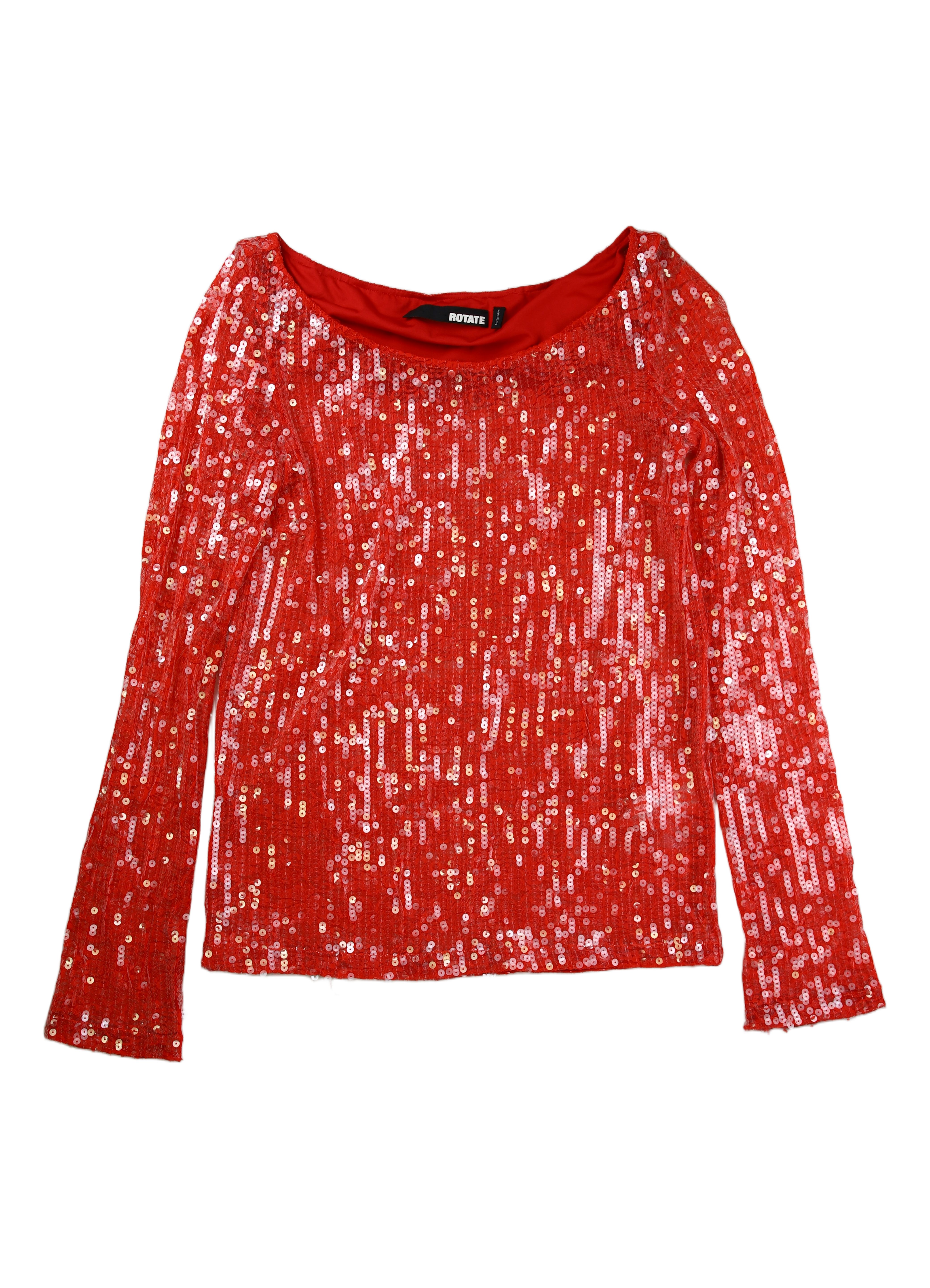 ROTATE Blouse Cropped Sequin Red Size 14