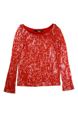 ROTATE Blouse Cropped Sequin Red Size 14