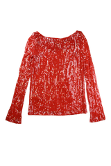 ROTATE Blouse Cropped Sequin Red Size 14