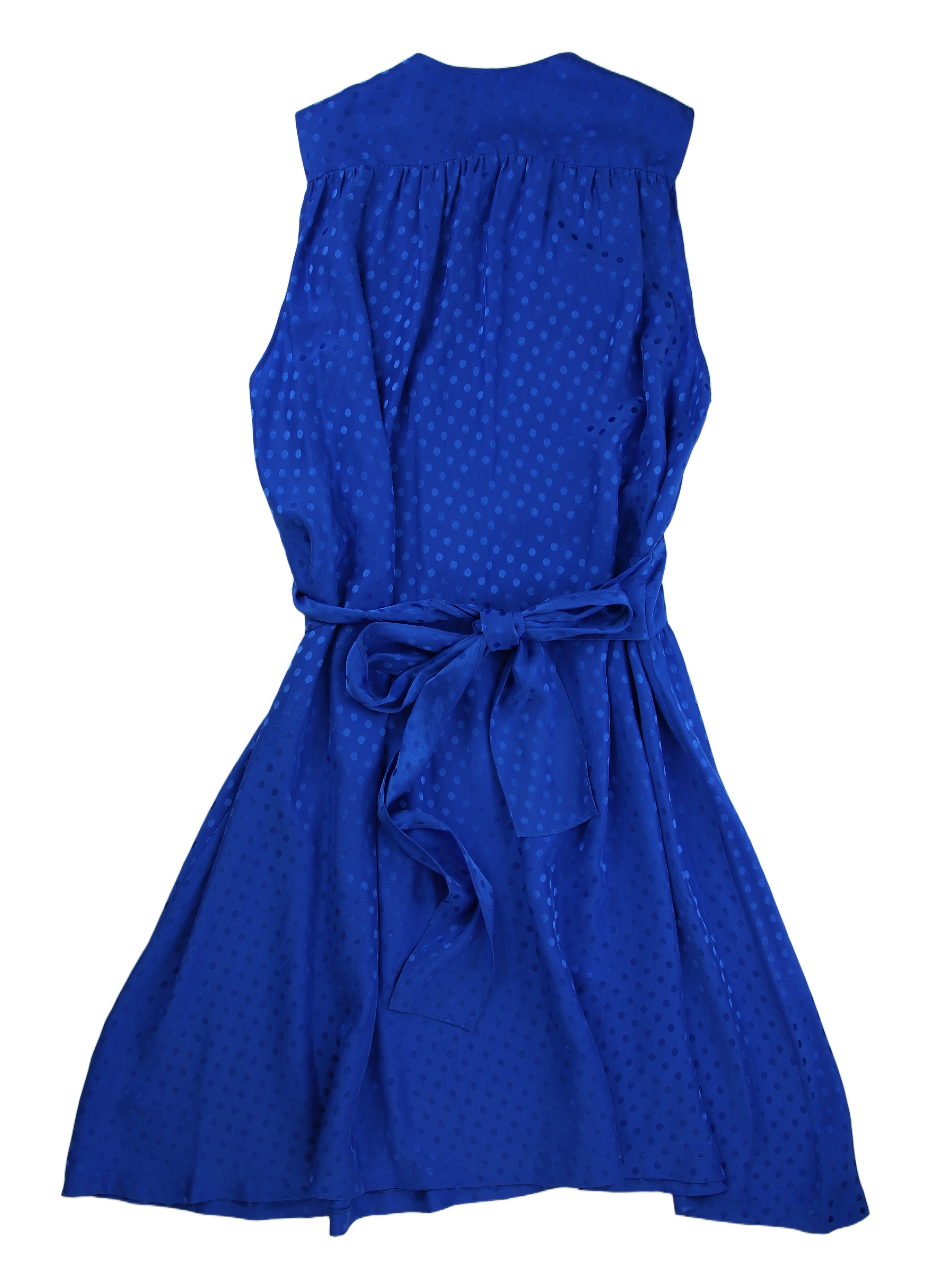 Balenciaga Mini Dress Tie-Waist Skater Blue Size 8
