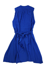 Balenciaga Mini Dress Tie-Waist Skater Blue Size 8