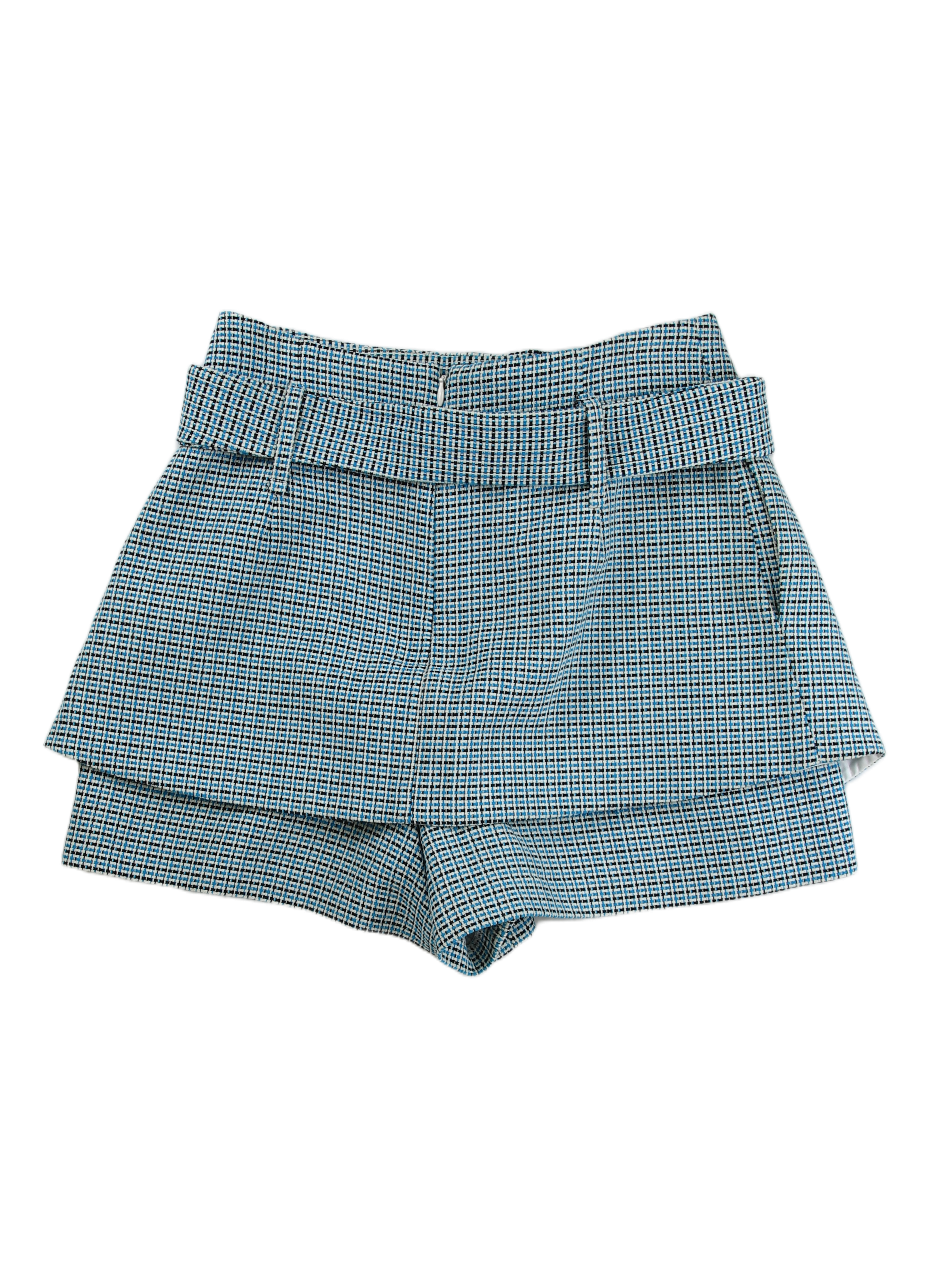 Maje Skorts Layered Peplum Skort Blue Size 8