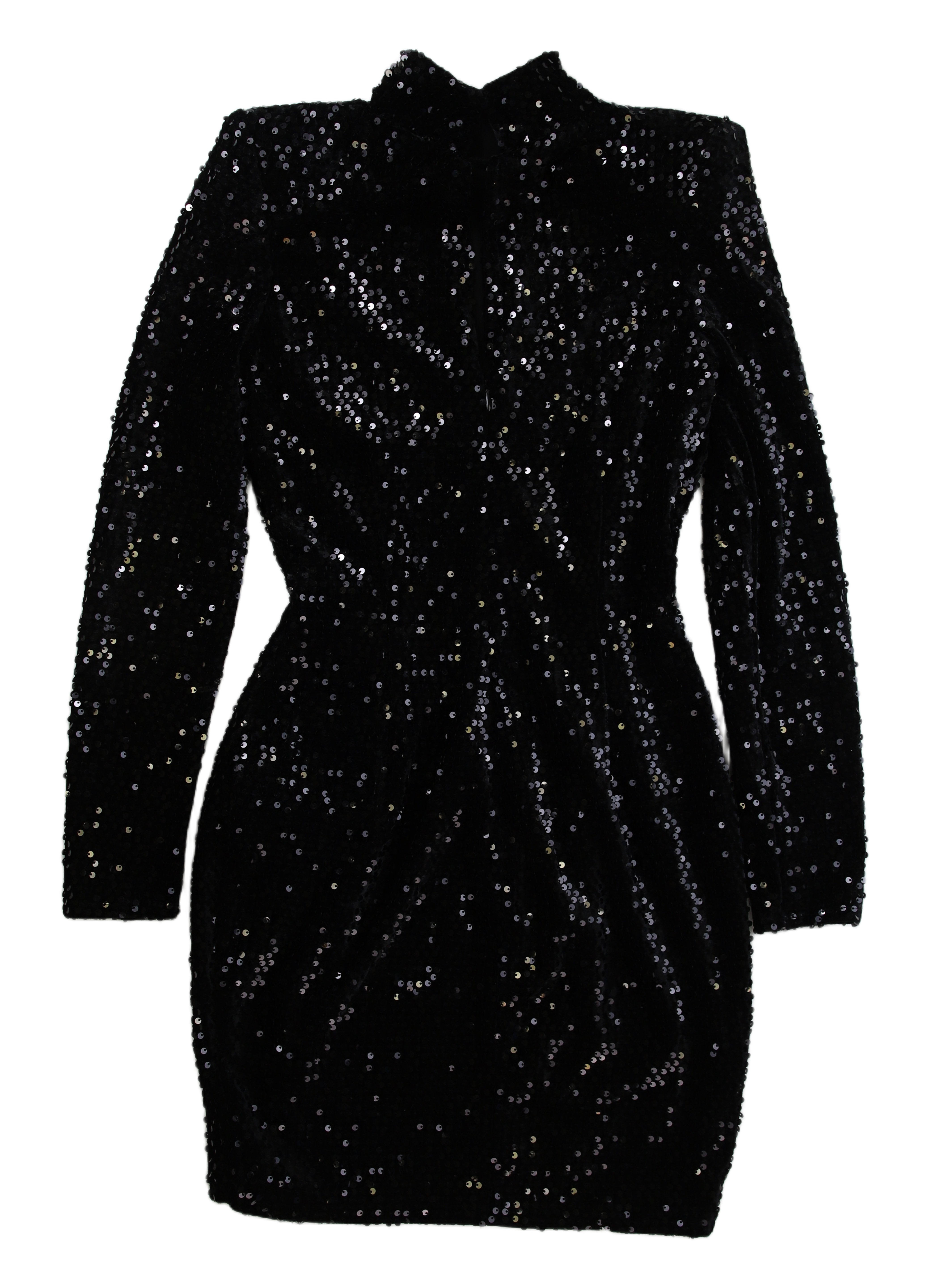 Liastublla Mini Dress Sequin Sheath Black Size XS