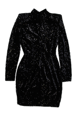 Liastublla Mini Dress Sequin Sheath Black Size XS