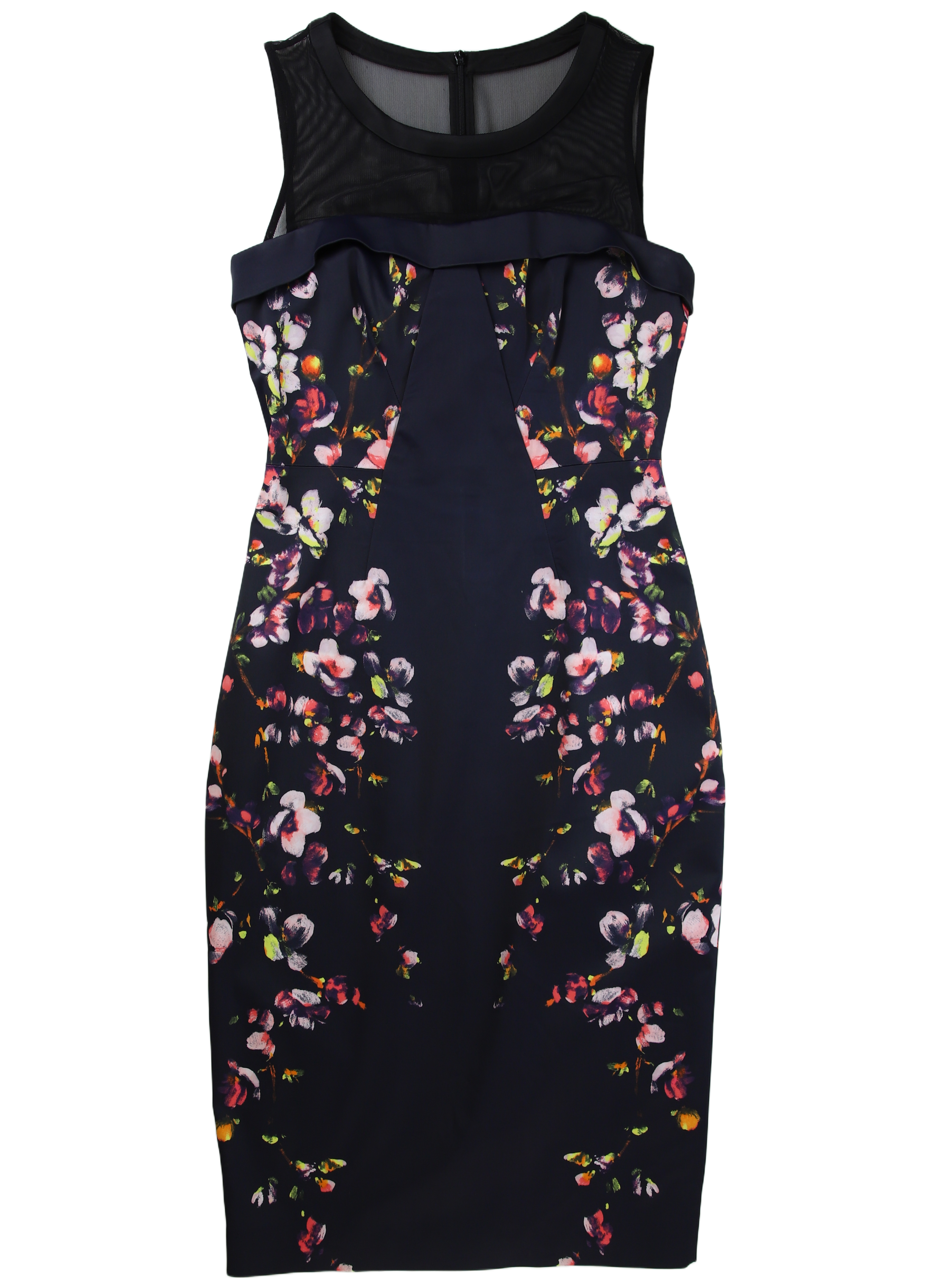 Karen Millen Midi Dress Sheath Navy Size 12