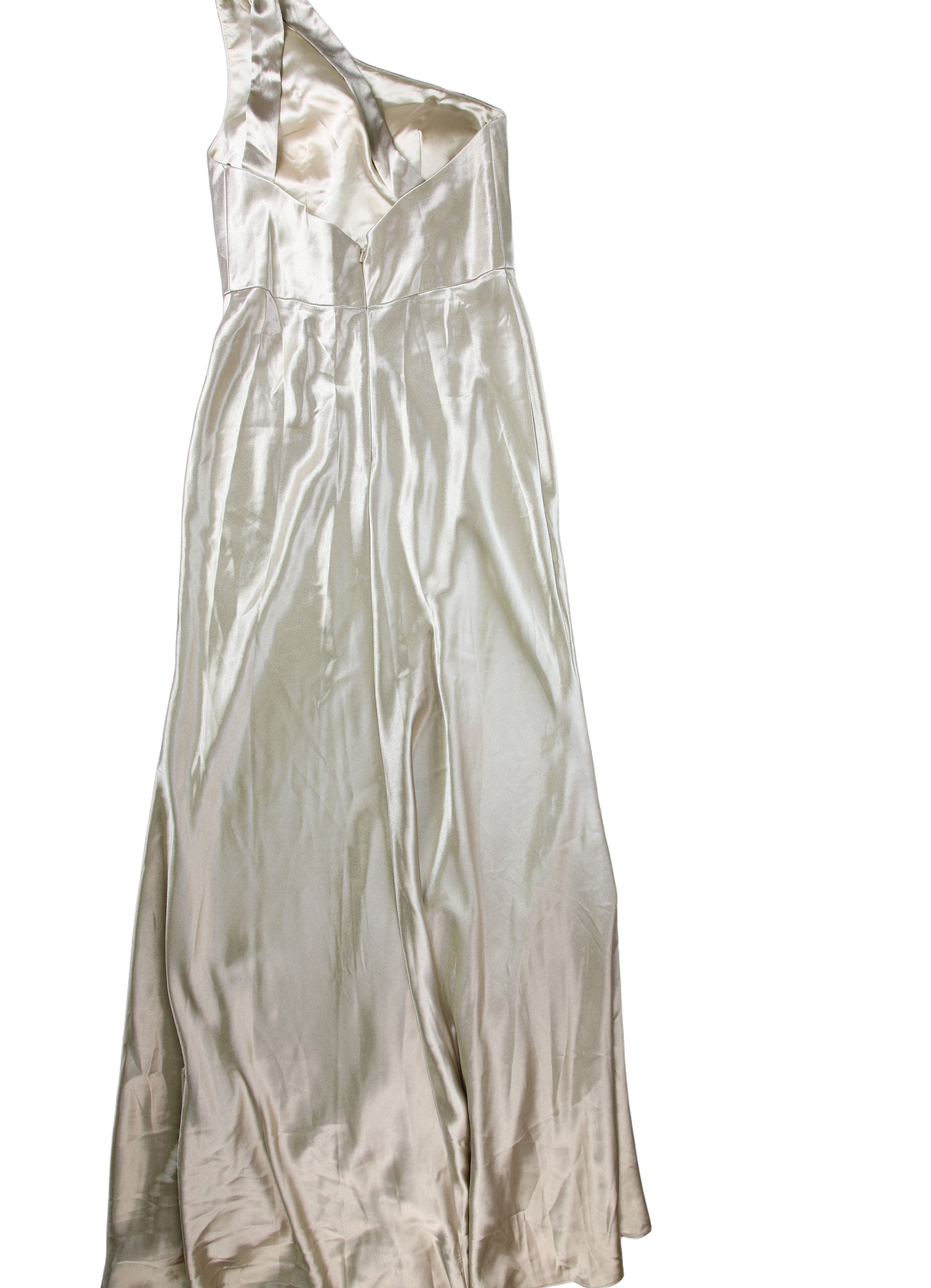 Jenny Yoo Collection Maxi Dress One-Shoulder Beige Size 8