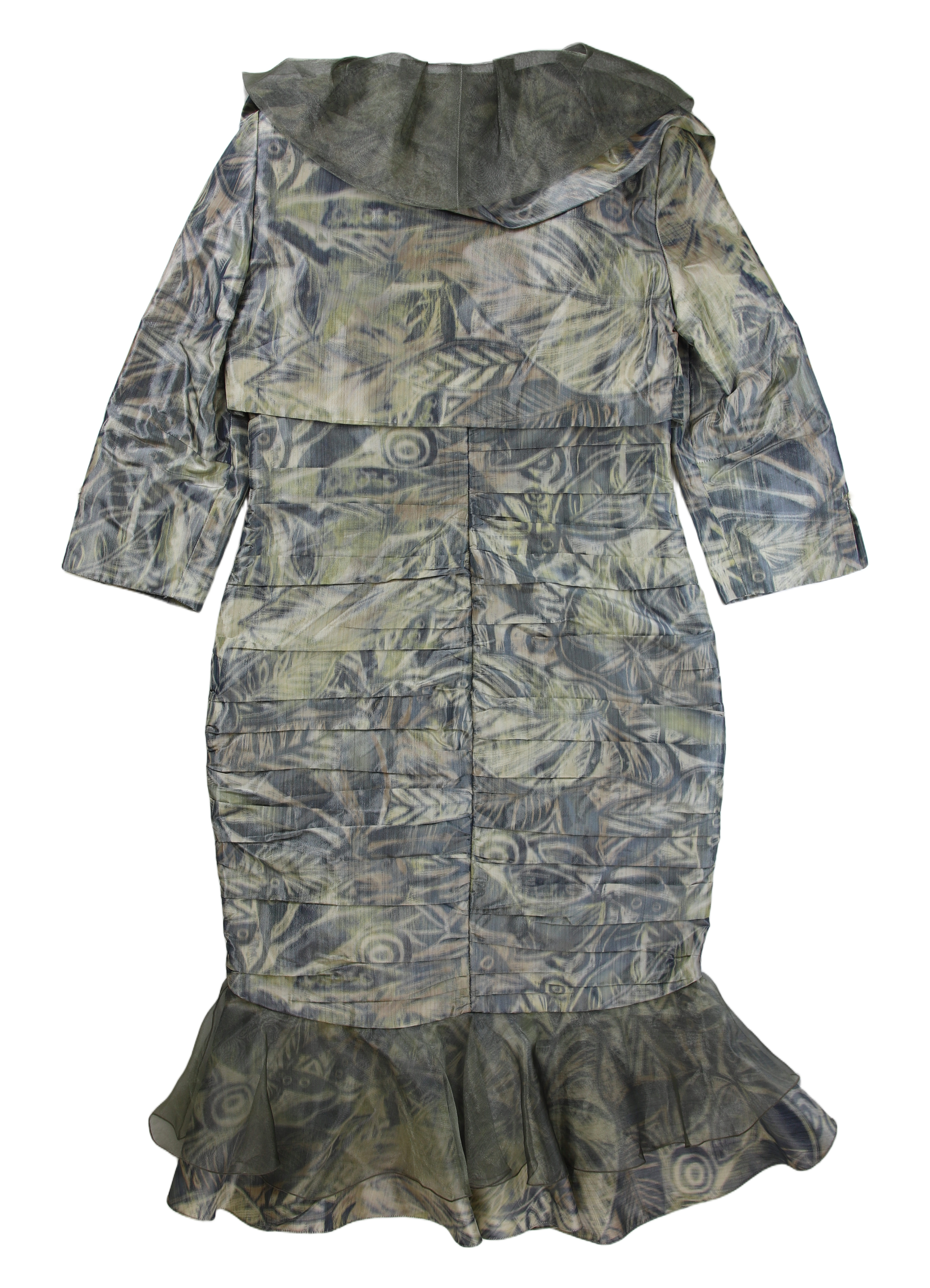 Mireia Midi Dress Ruffled Collar Green Size 10