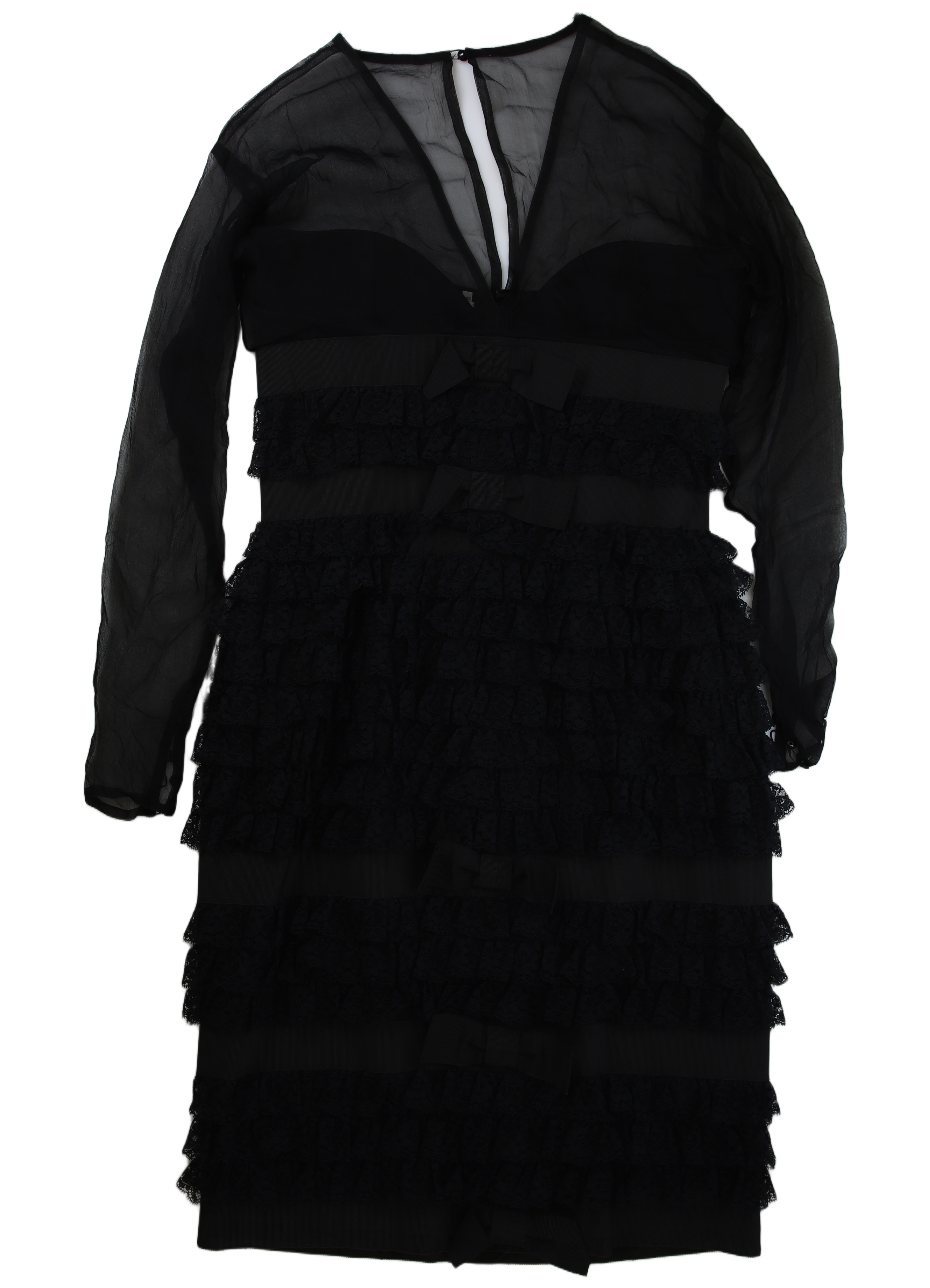 Angelo Tarlazzi Mini Dress Tiered Ruffle Black Size 14