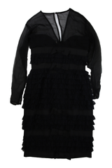 Angelo Tarlazzi Mini Dress Tiered Ruffle Black Size 14