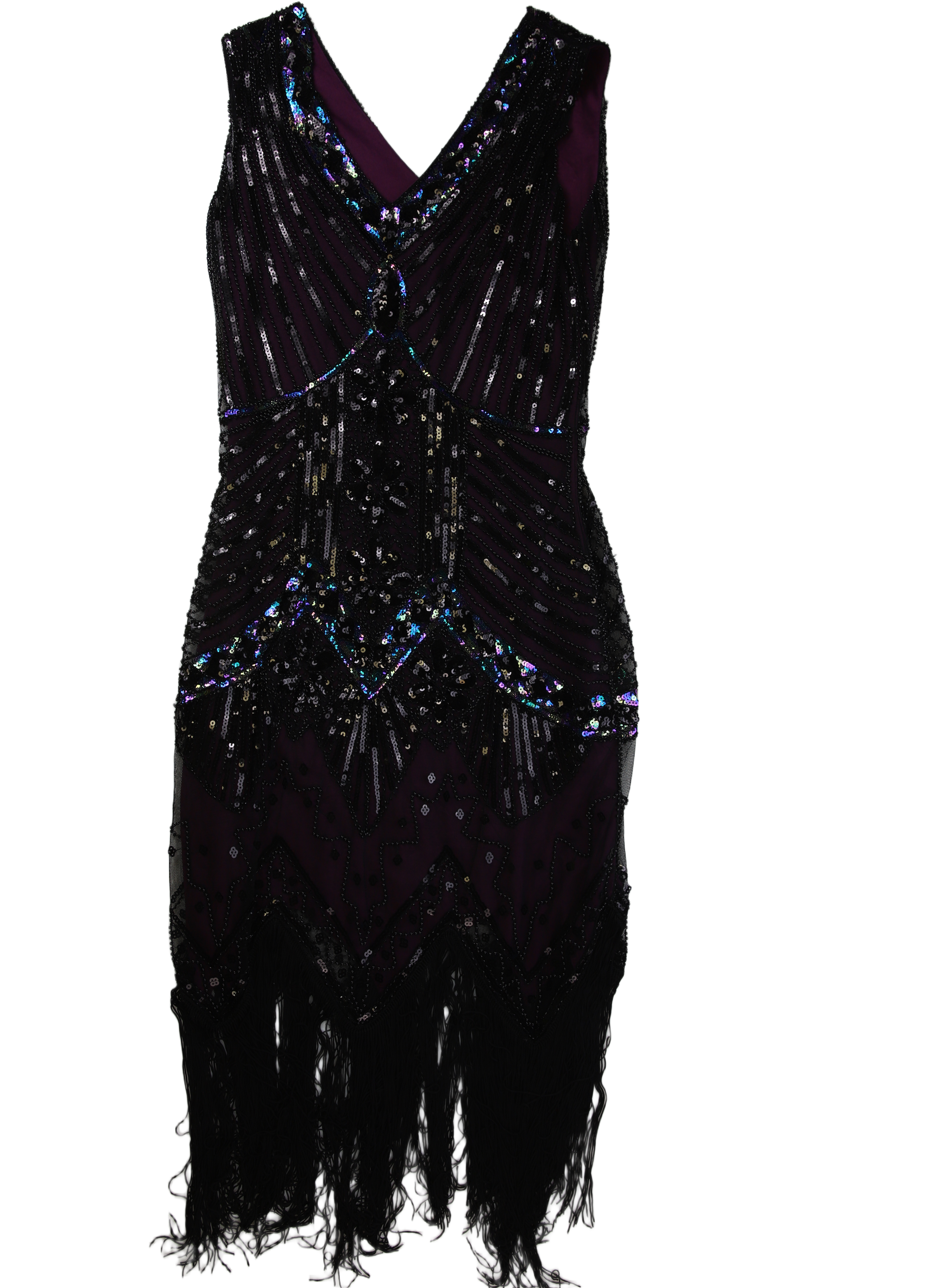 1920s Inspired Flapper Dress Black Size M