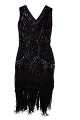1920s Inspired Flapper Dress Black Size M