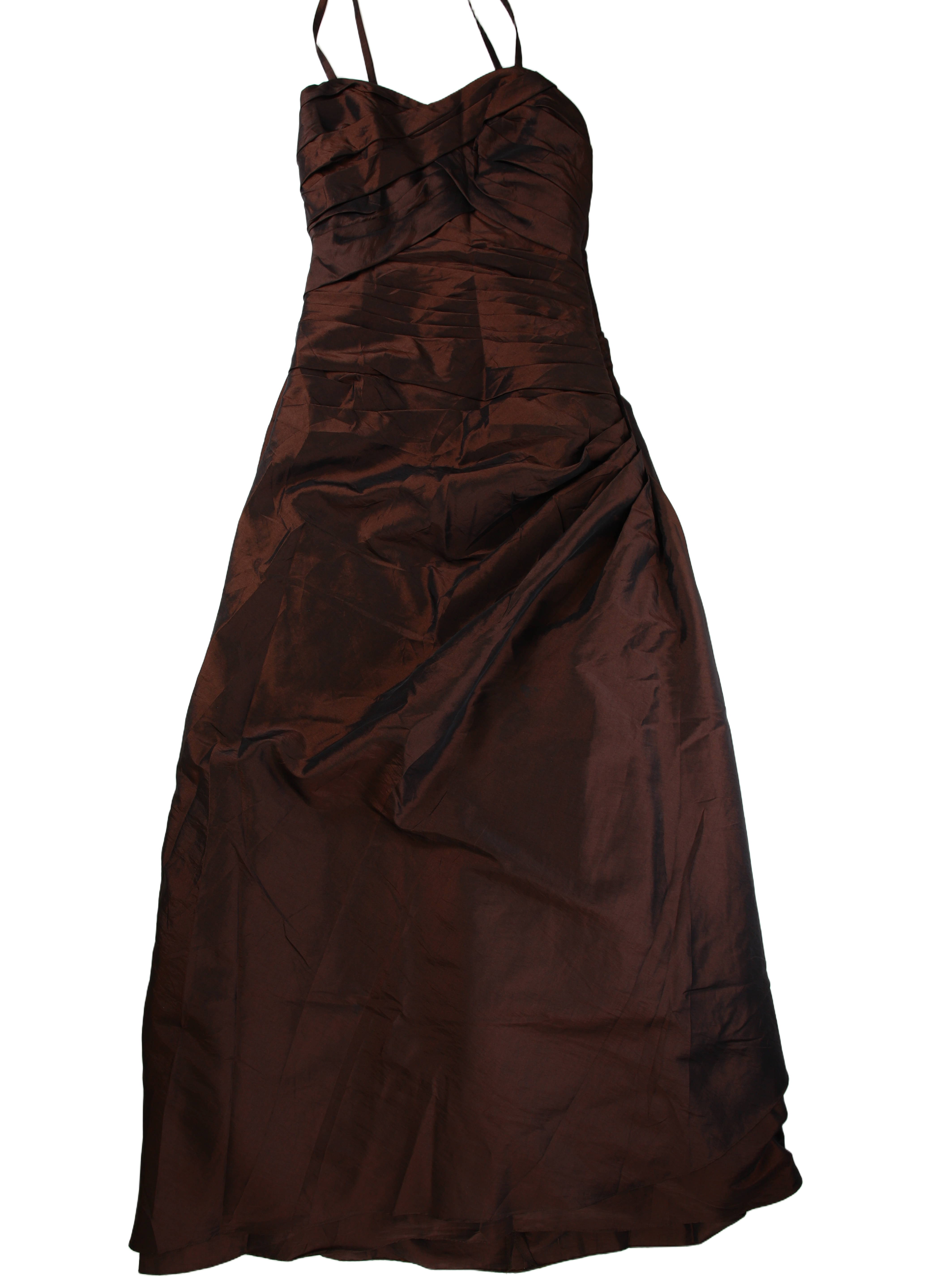 Da Vinci Midi Dress Ruched Bodice Brown Size 6