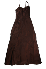 Da Vinci Midi Dress Ruched Bodice Brown Size 6