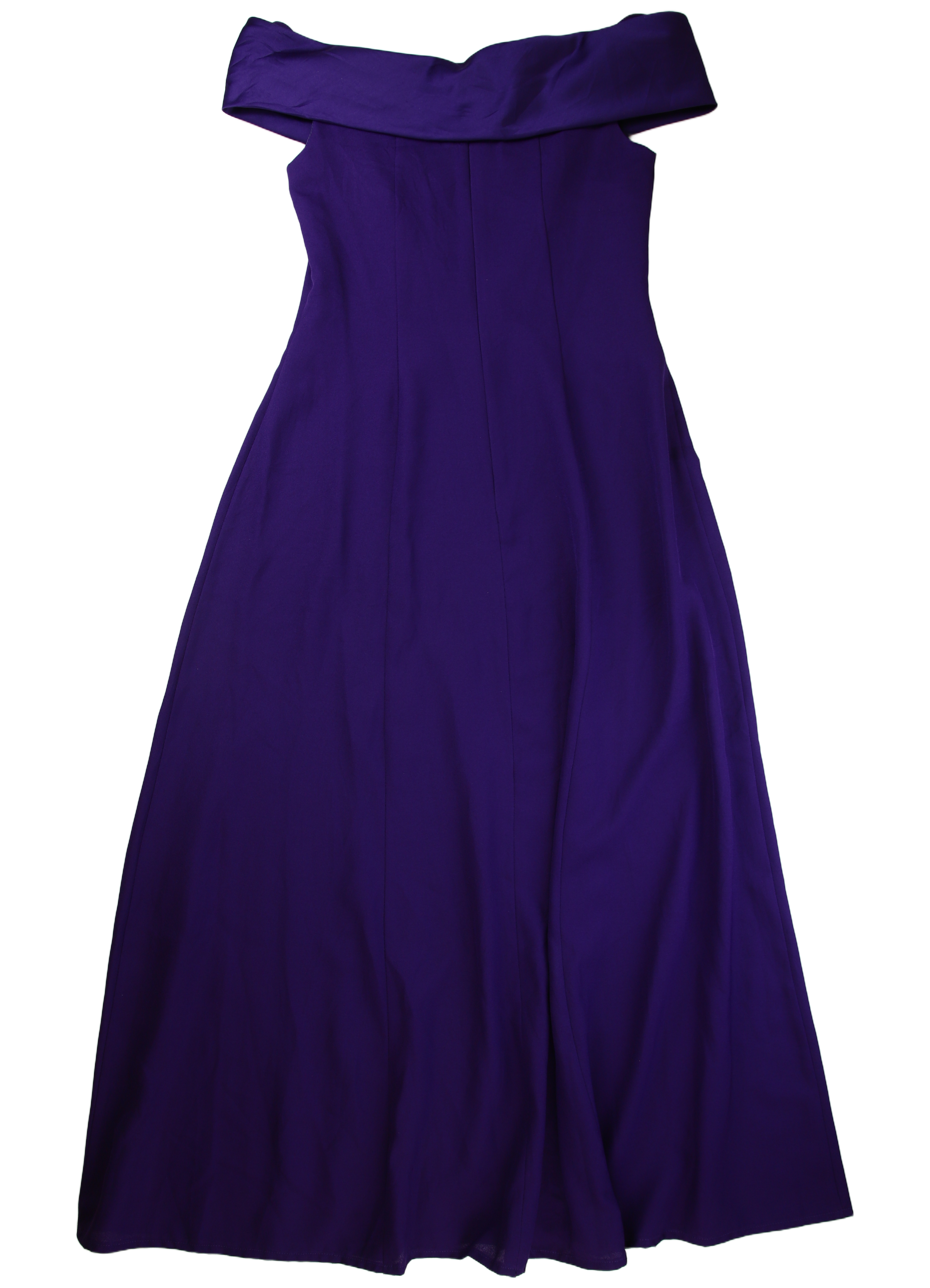 Von Bramlett Midi Dress A-Line Bardot Purple Size 10