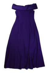 Von Bramlett Midi Dress A-Line Bardot Purple Size 10