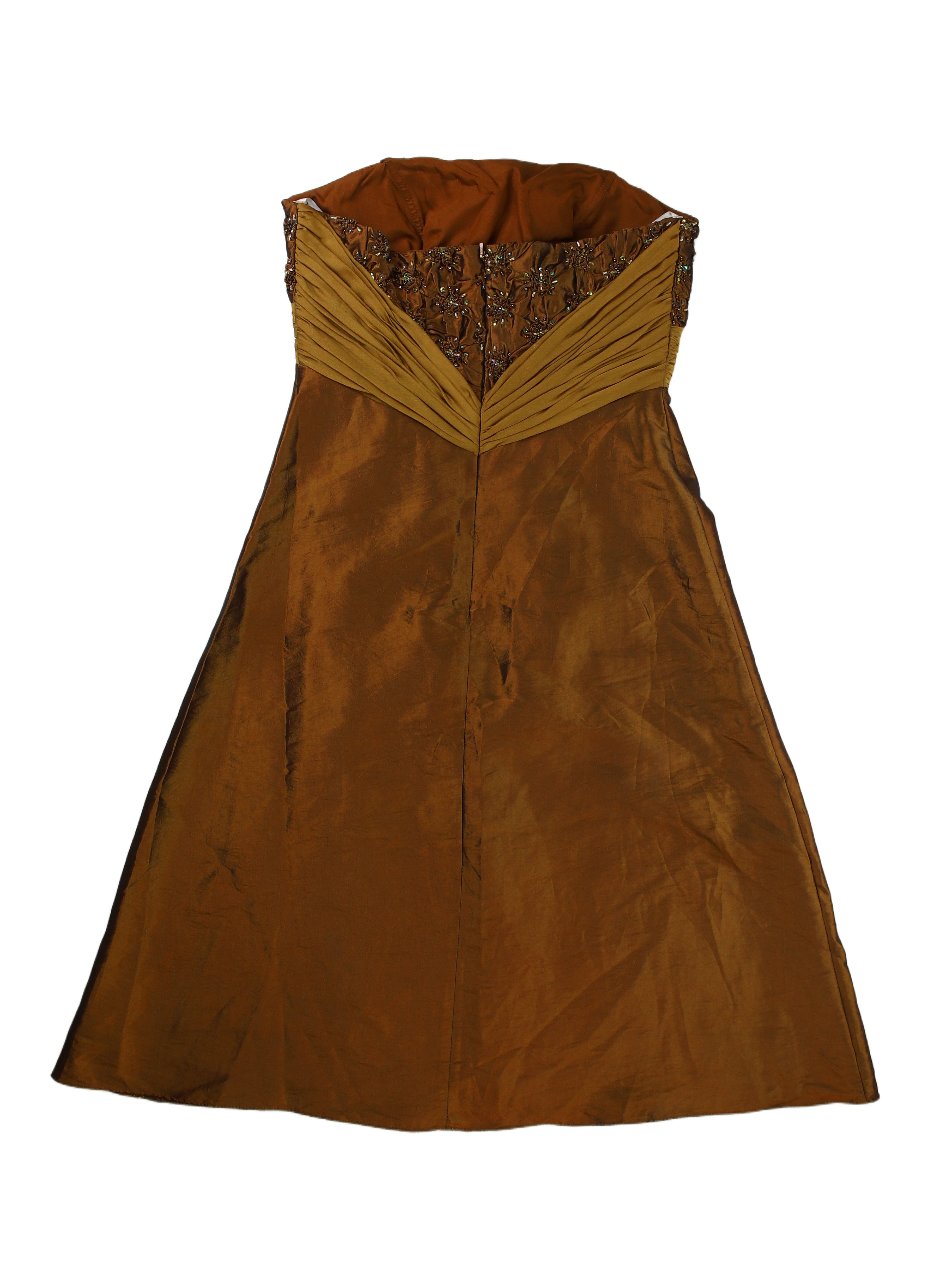 Cinderella Midi Dress A-line Strapless Bronze Size 6