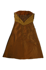 Cinderella Midi Dress A-line Strapless Bronze Size 6