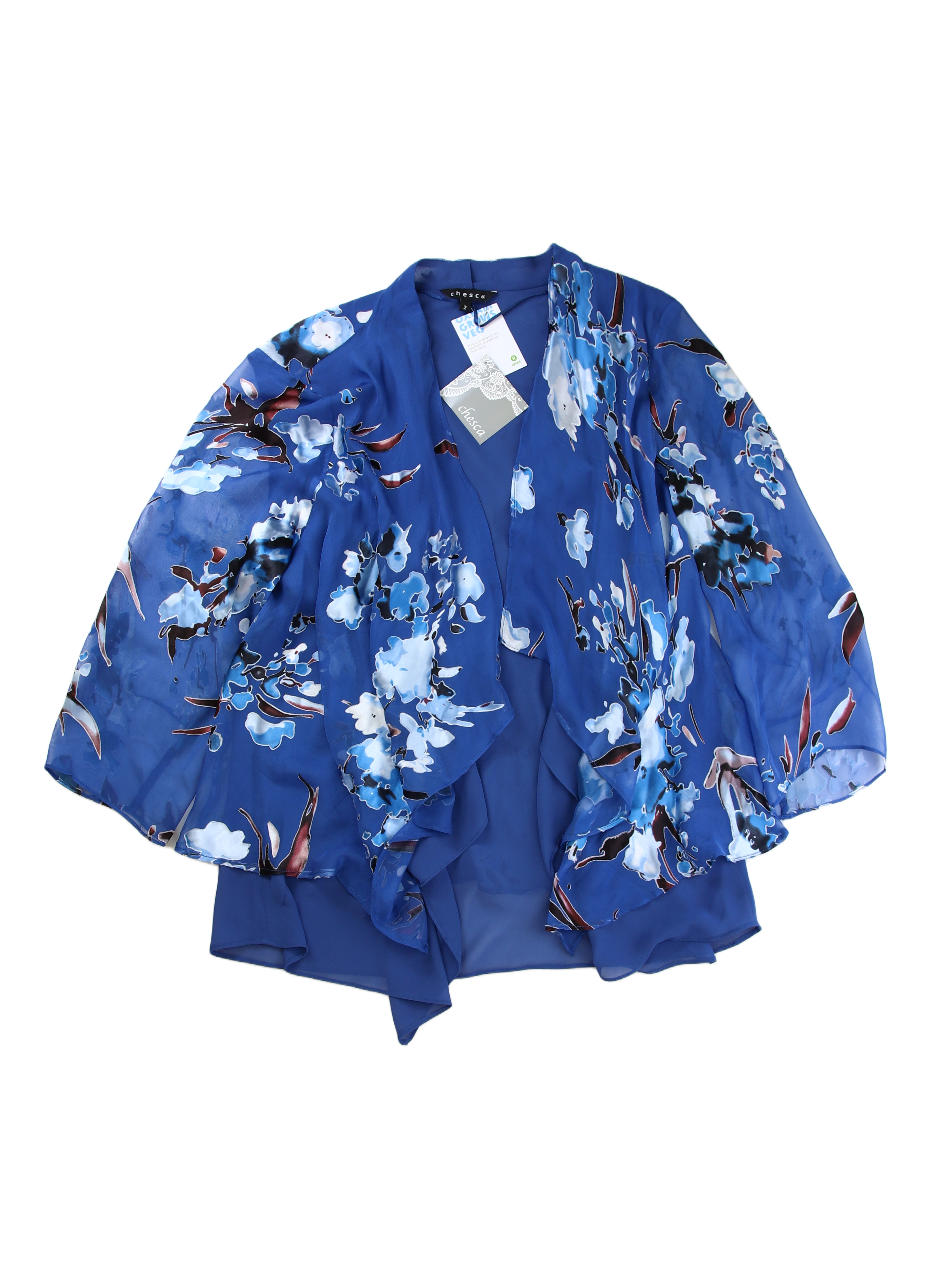 Chesca Coat Ruffled Capelet Blue Size 16-18