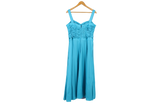 Lise Stara Maxi Dress Ruched Empire Bodice Blue Size M