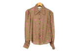LK Bennett Green Floral Button-Up Blouse