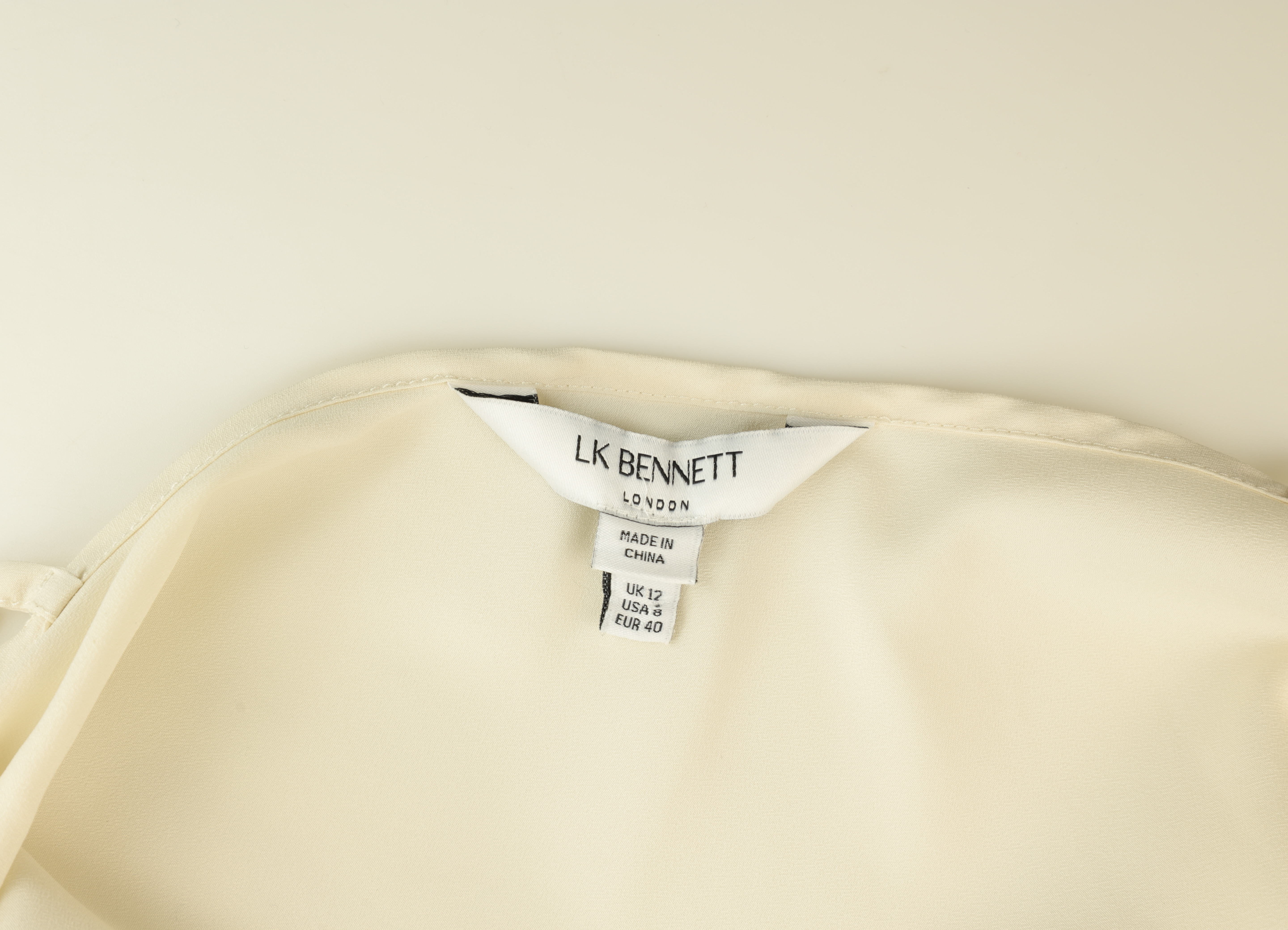 LK Bennett White Tie-Neck Blouse Size 12