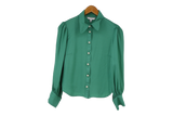 LK Bennett Green Tailored Button-Down Blouse Size 12