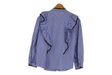 LK Bennett Blue Ruffled Button-Up Blouse