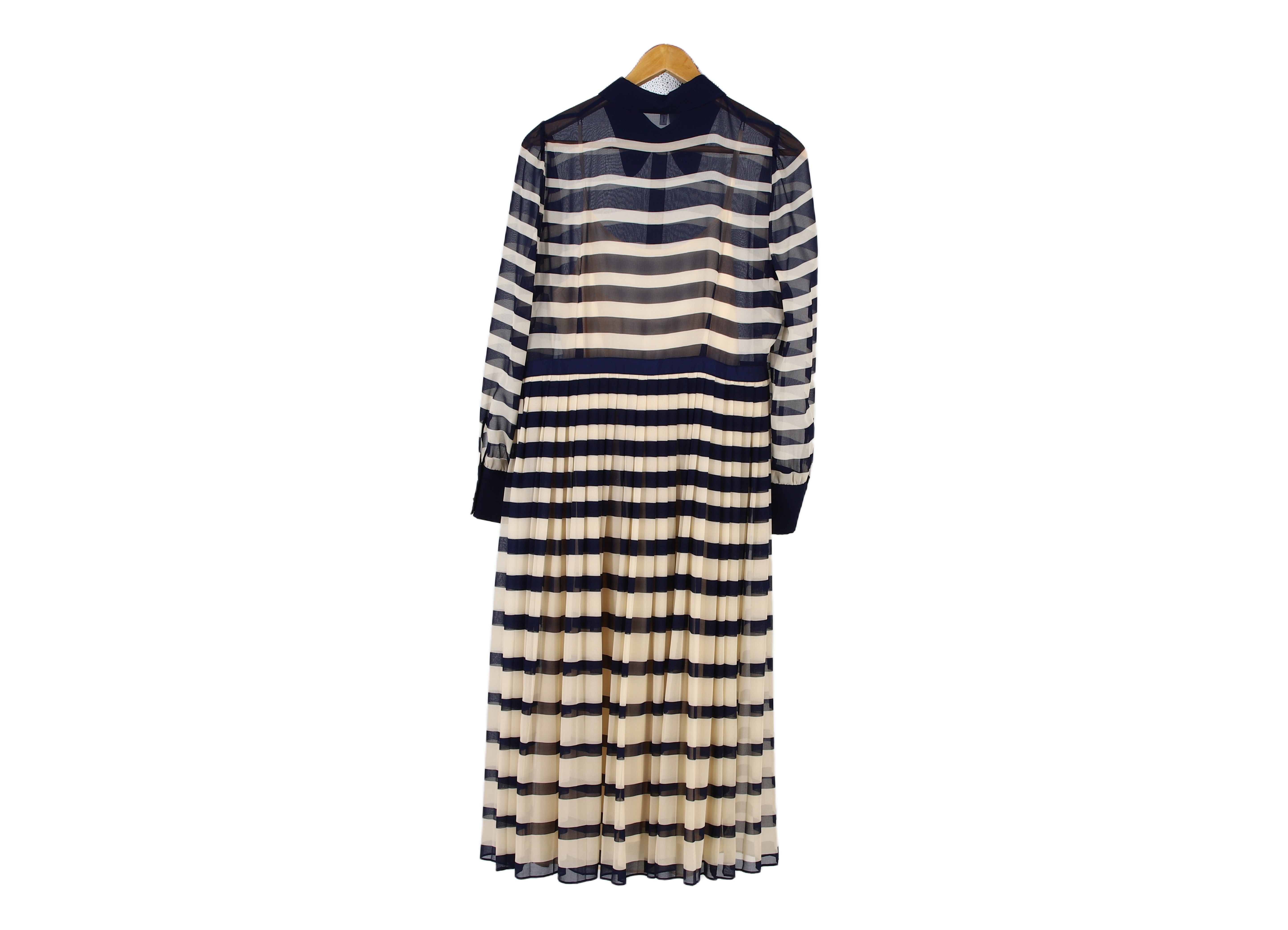 LK Bennett Navy Striped Maxi Shirt Dress