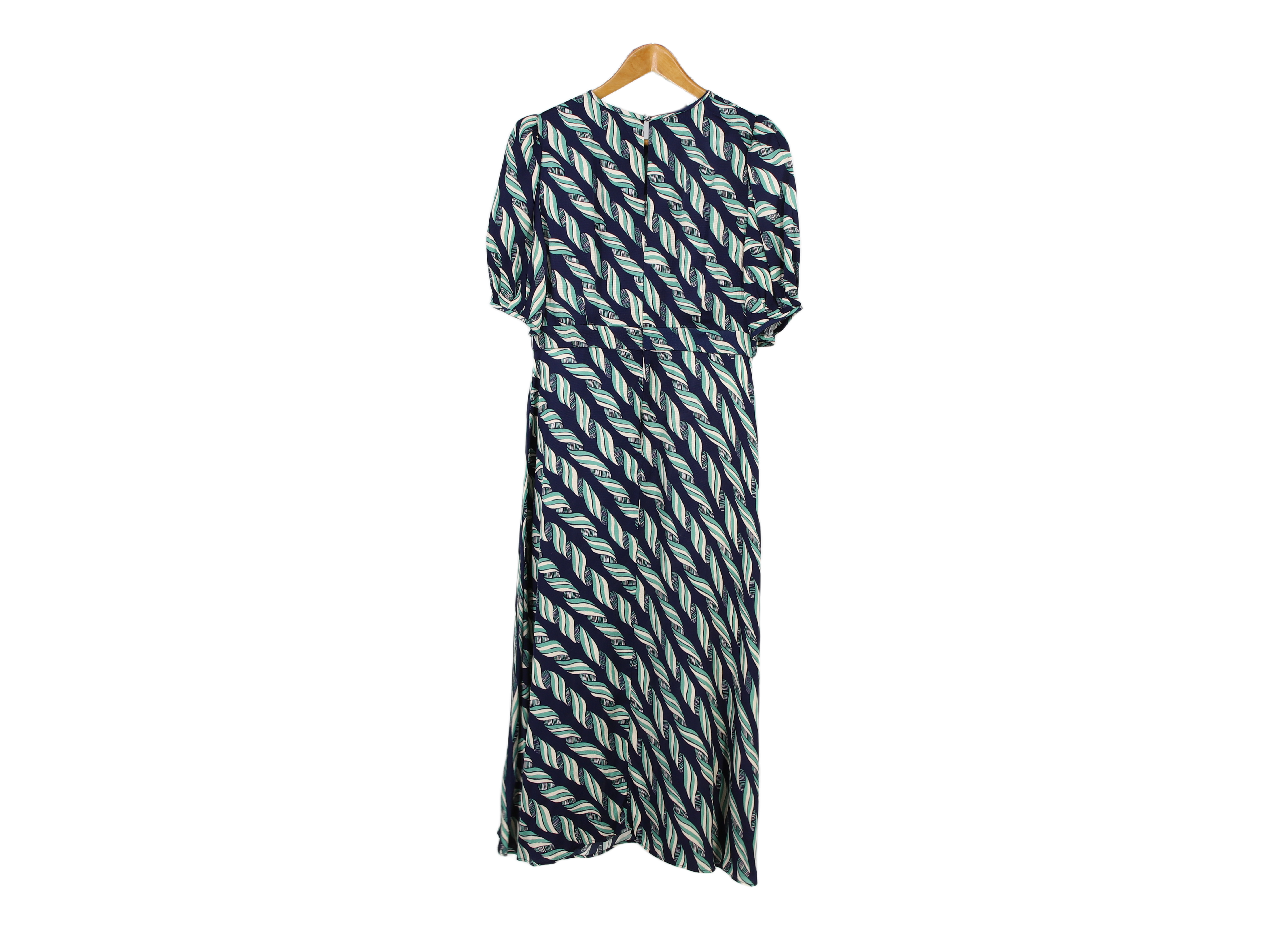 LK Bennett Navy Printed Blouson Maxi Dress