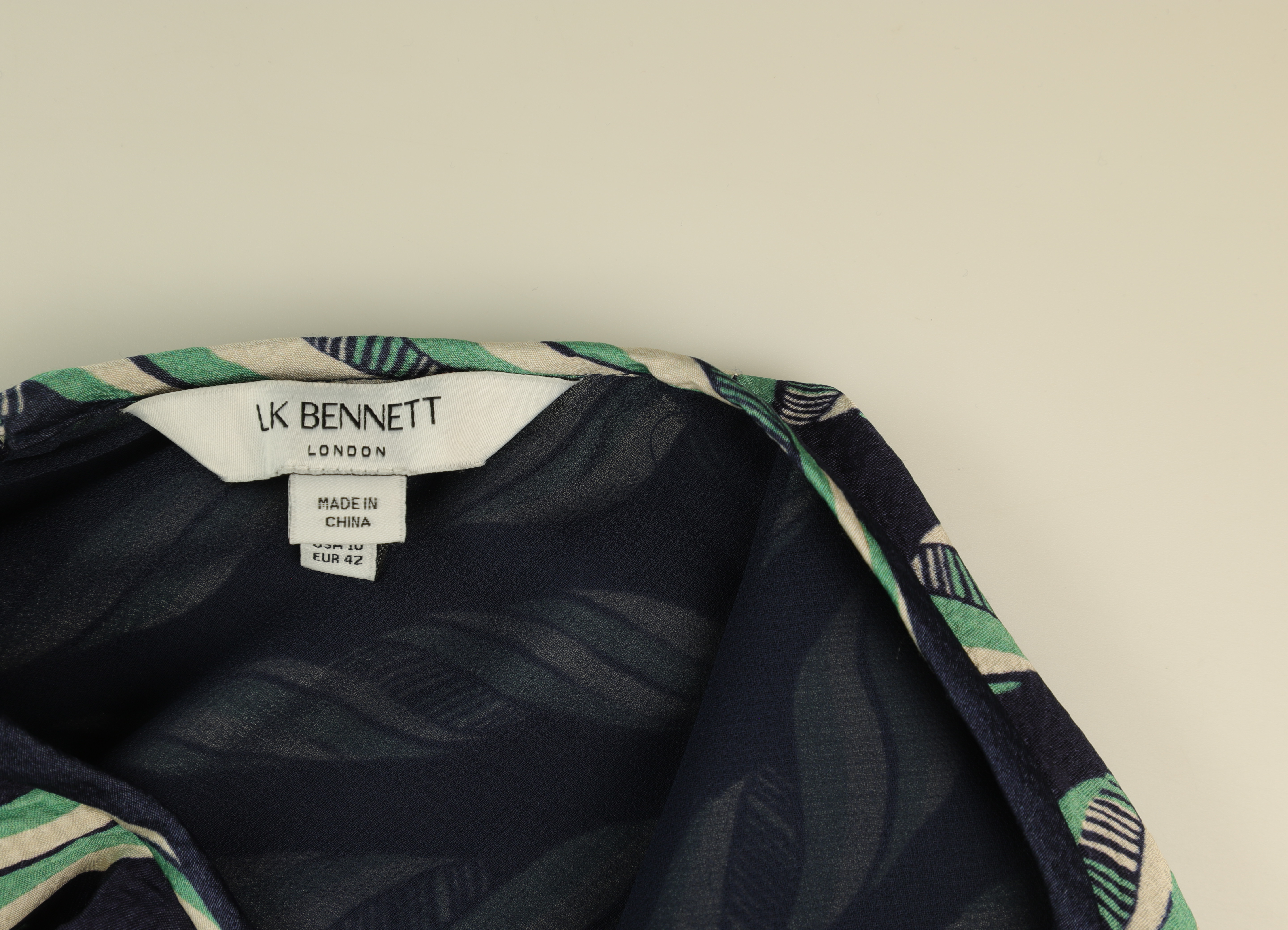 LK Bennett Navy Printed Blouson Maxi Dress