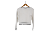 LK Bennett White Contrast Trim V-neck Cardigan