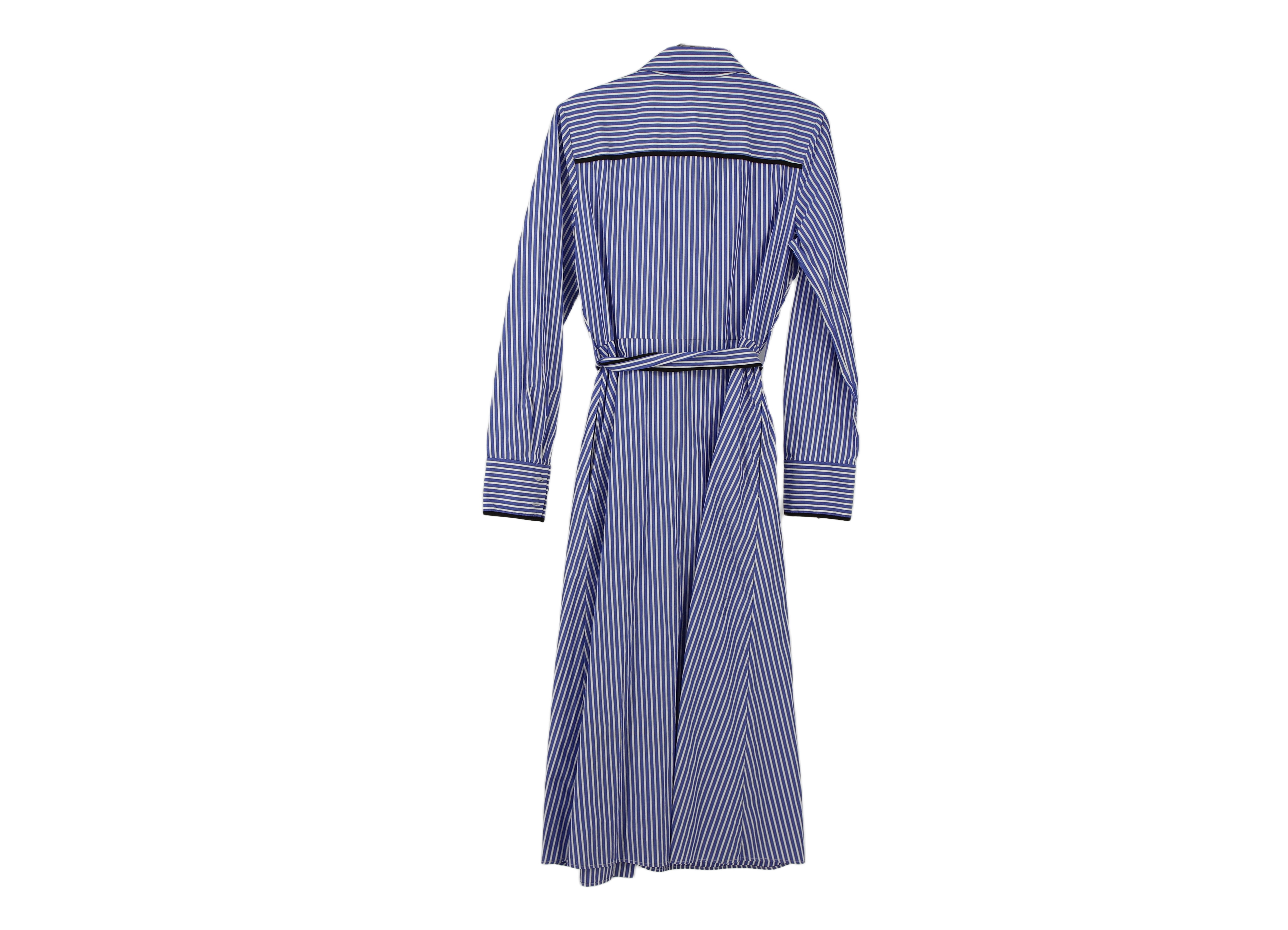 LK Bennett Blue Striped Belted Maxi Shirt Dress