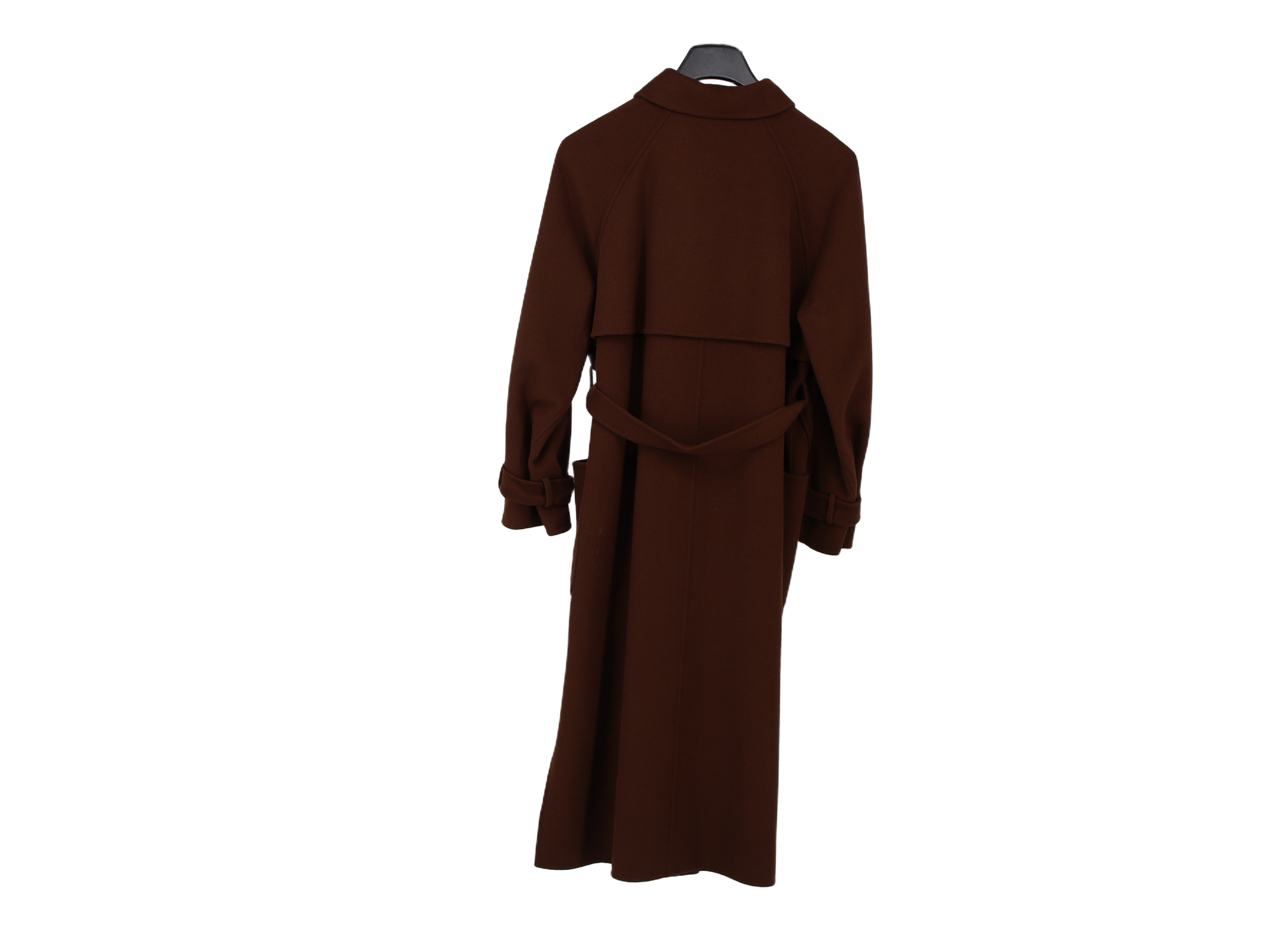 LK Bennett Brown Double-Breasted Belted Maxi Trench Coat