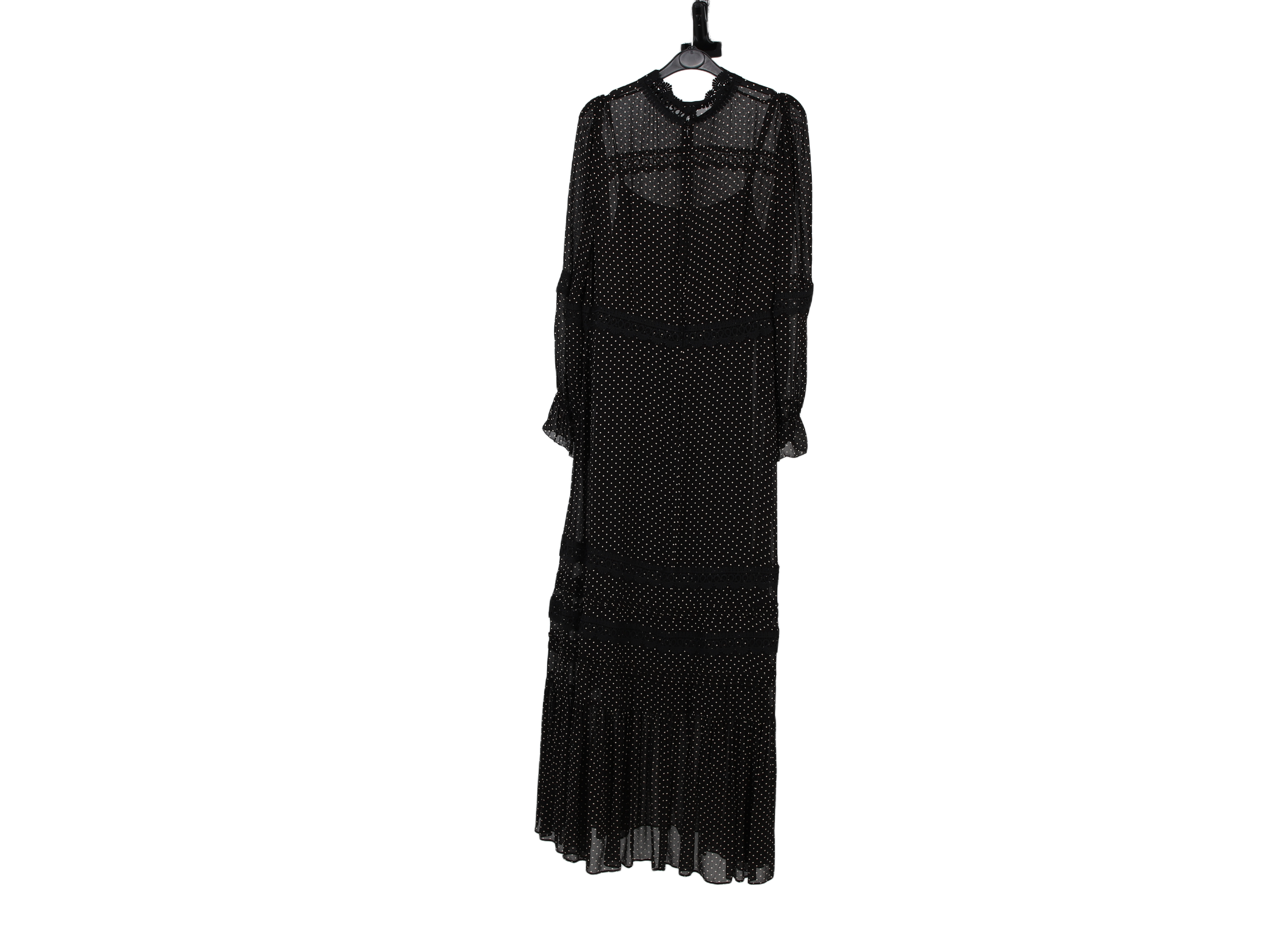 LK Bennett Black Sheer Tiered Maxi Dress