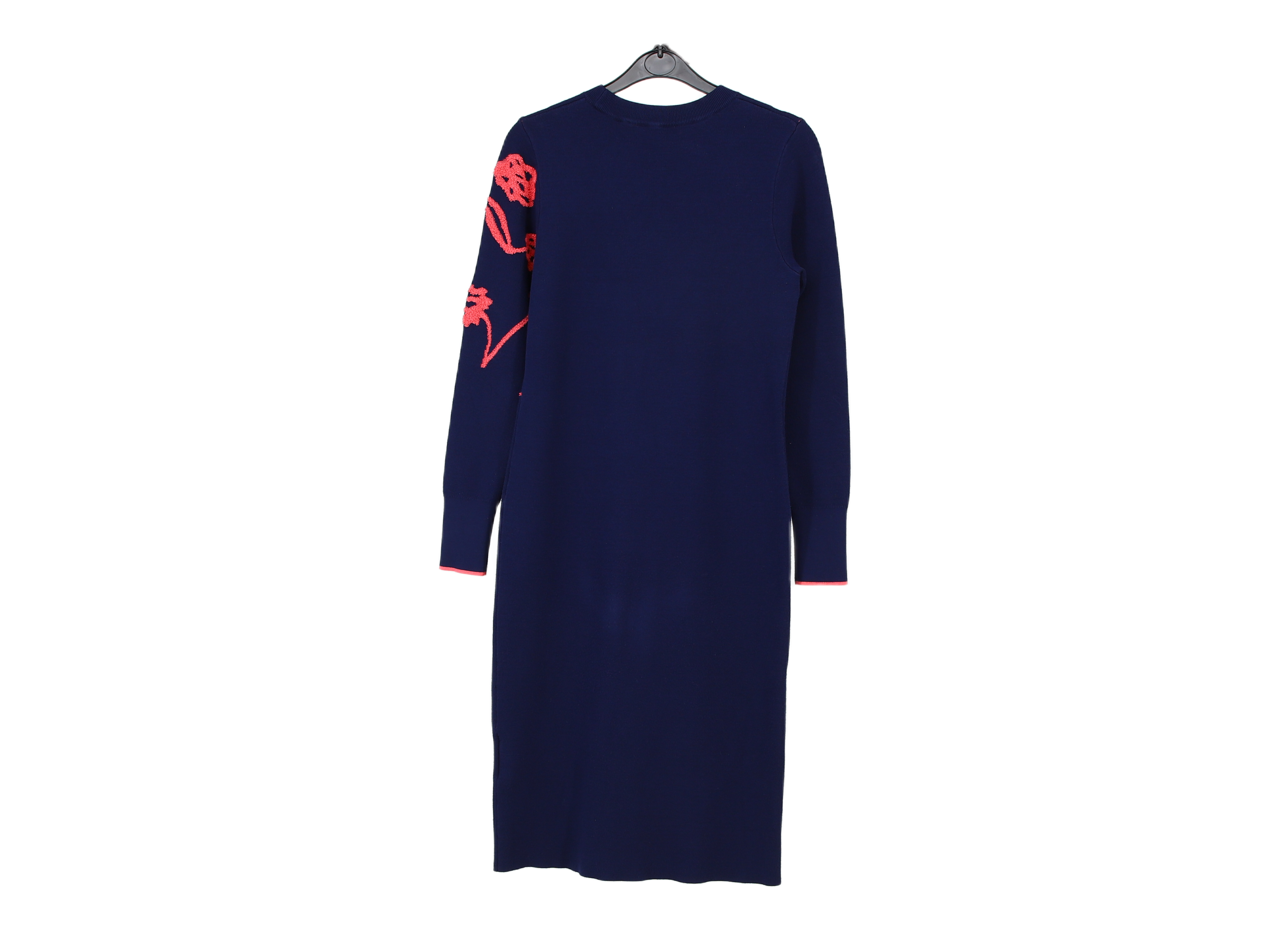 LK Bennett Navy Intarsia Floral Maxi Sweater Dress