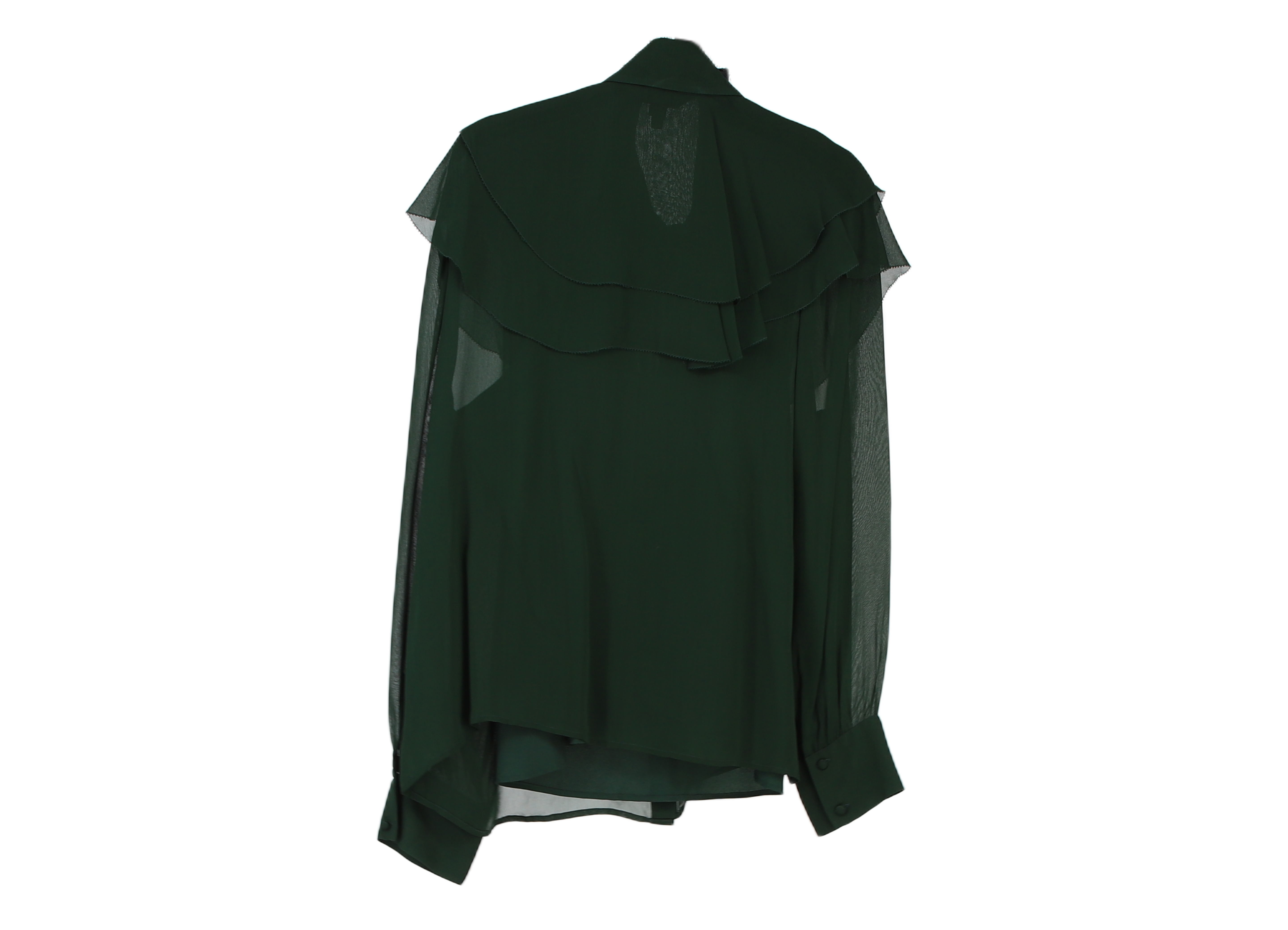 LK Bennett Green Draped Ruffle Blouse Size 14