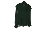LK Bennett Green Draped Ruffle Blouse Size 14