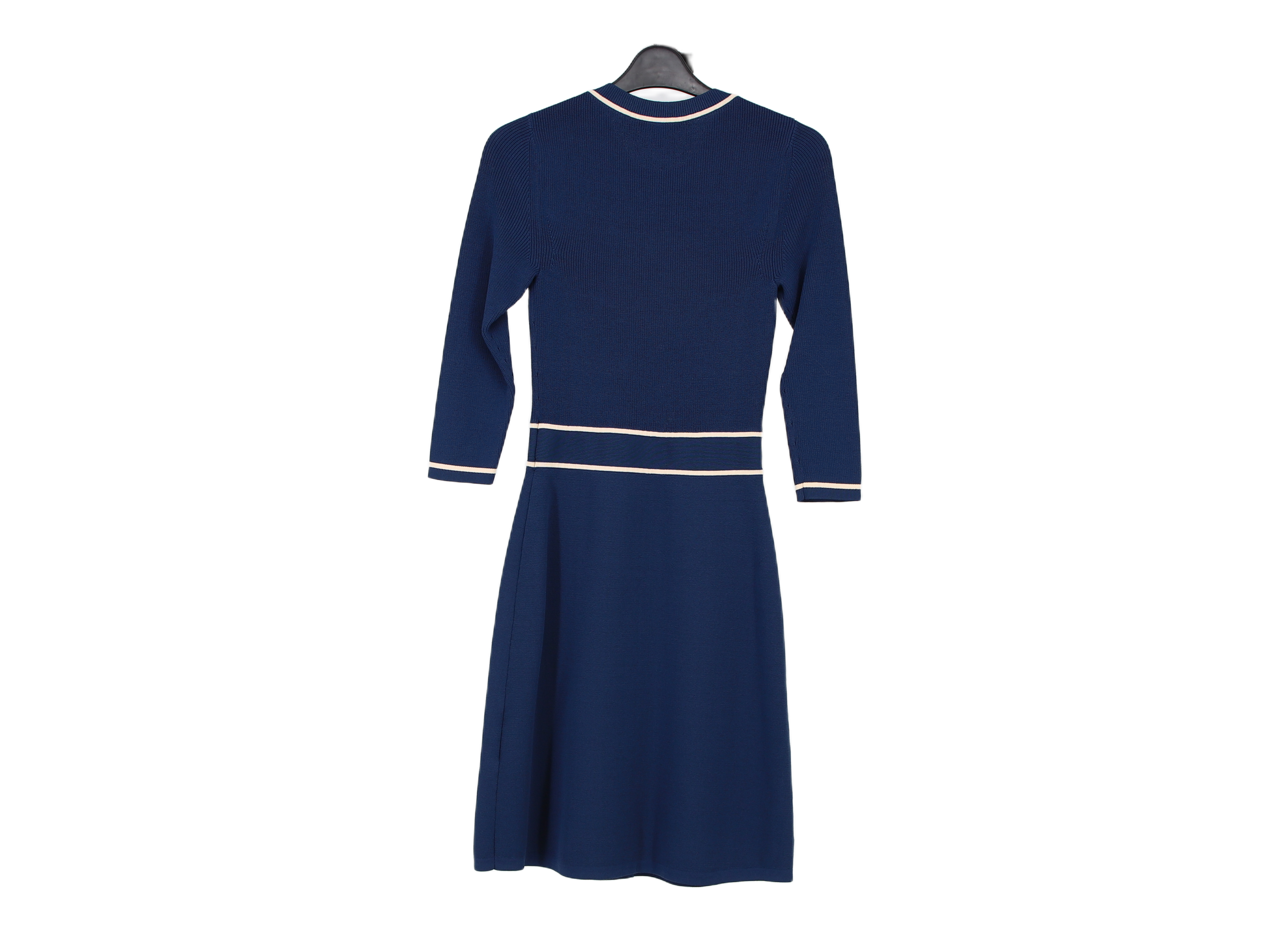 LK Bennett Navy Button-Front A-line Midi Dress
