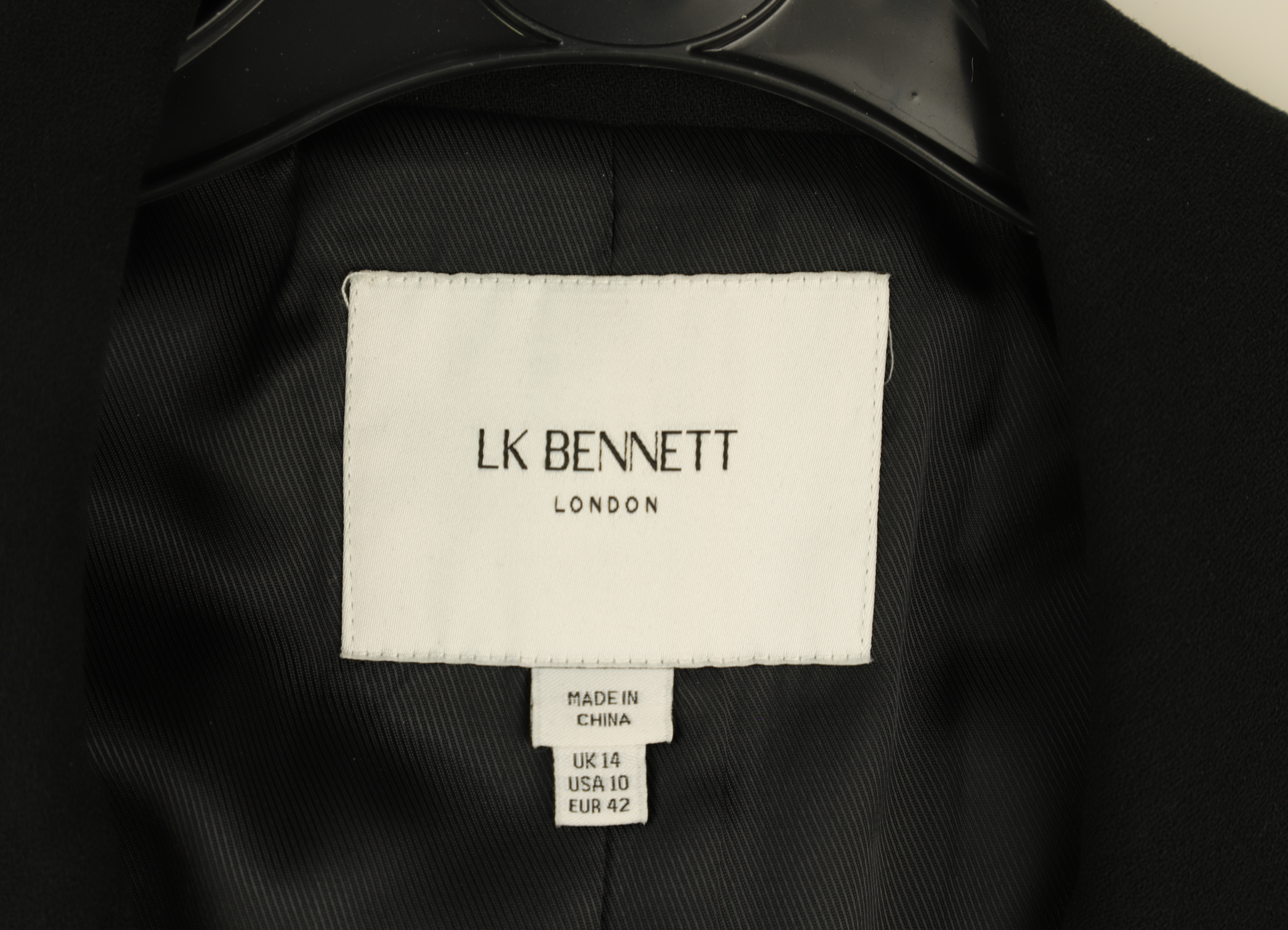 LK Bennett Black Tailored Longline Sleeveless Blazer Size 14