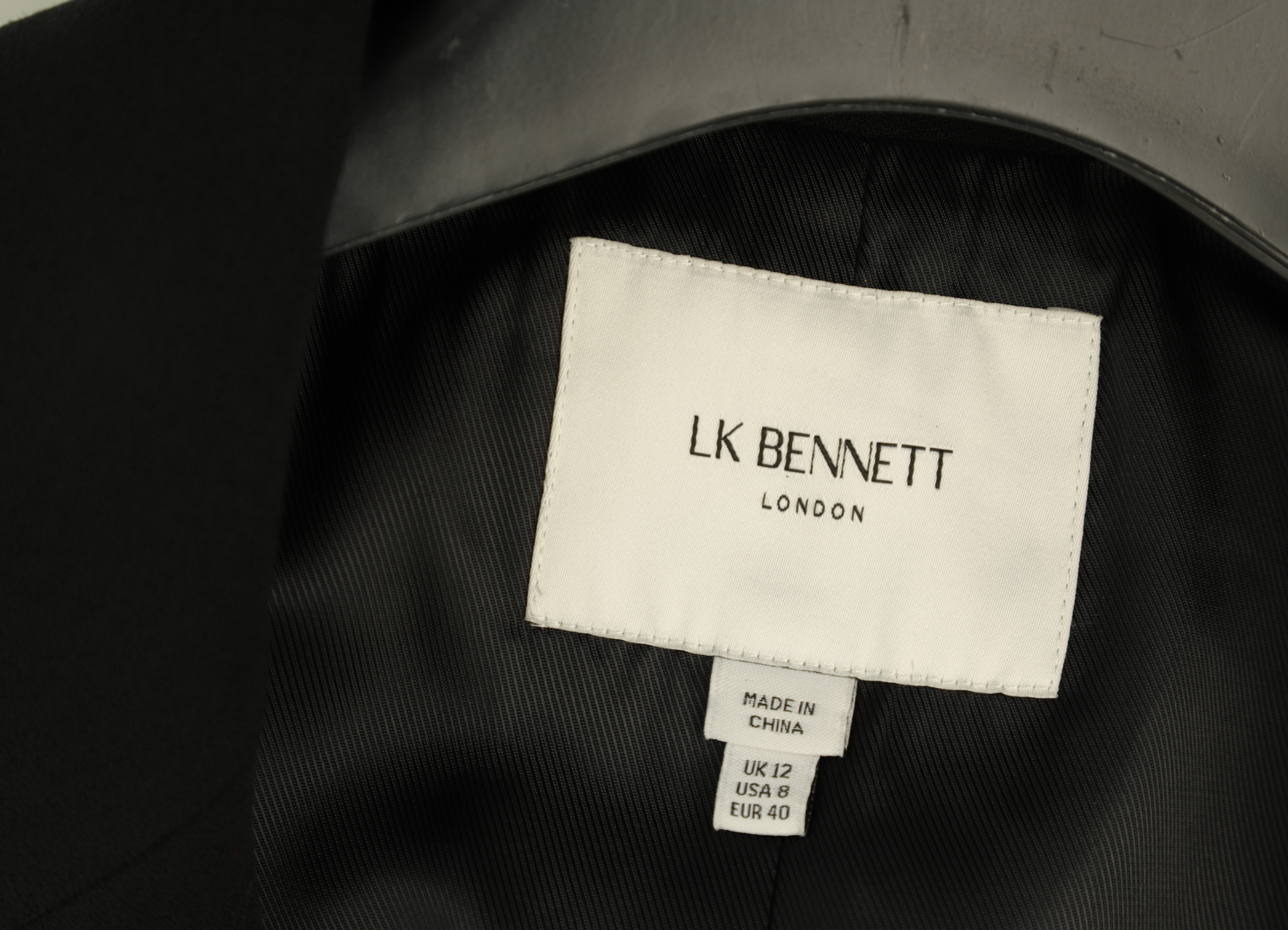 LK Bennett Black Tailored Long Sleeveless Blazer Size 12