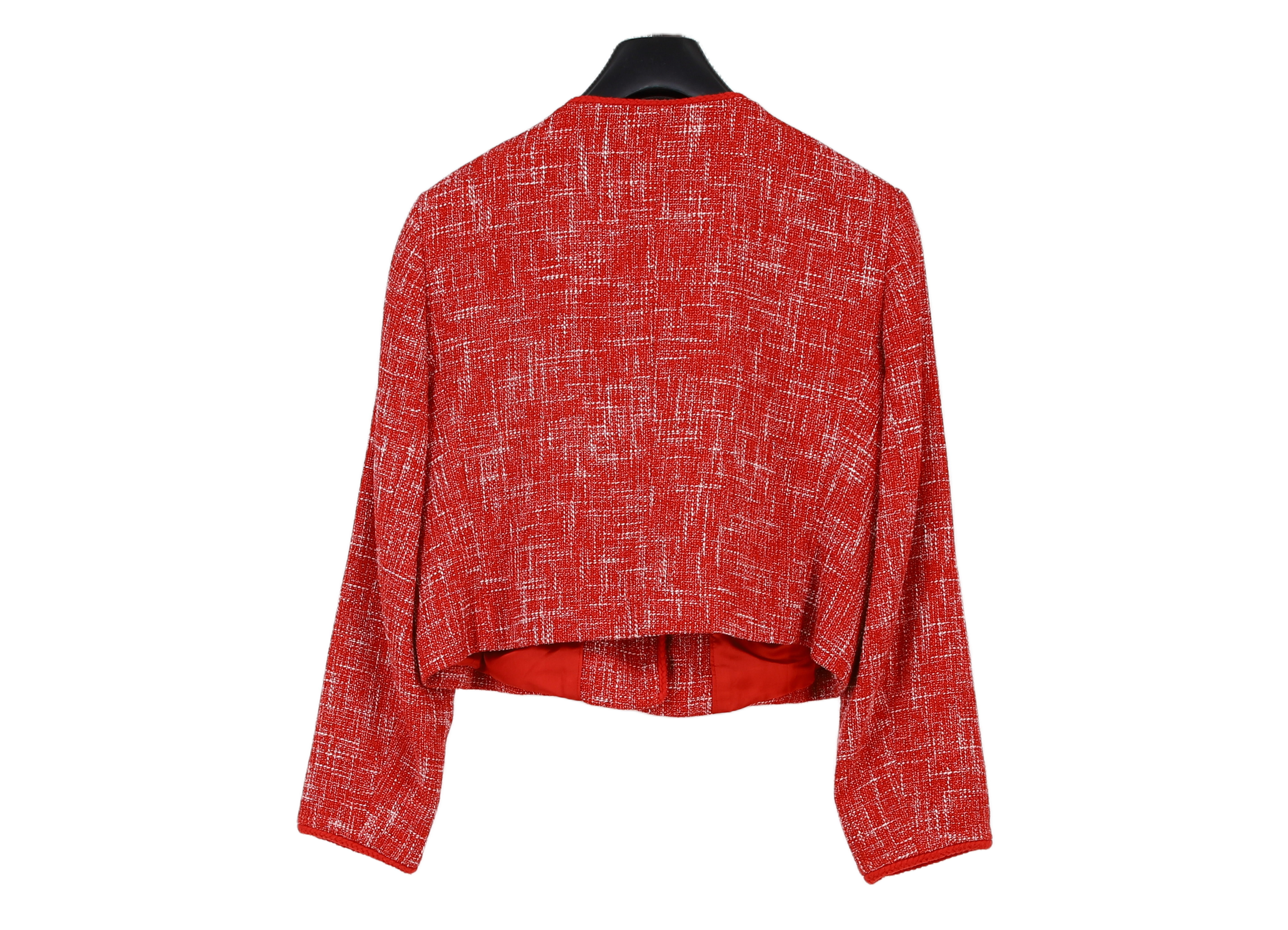 LK Bennett Red Cropped Collarless Blazer