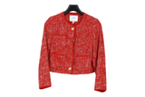 LK Bennett Red Cropped Collarless Blazer