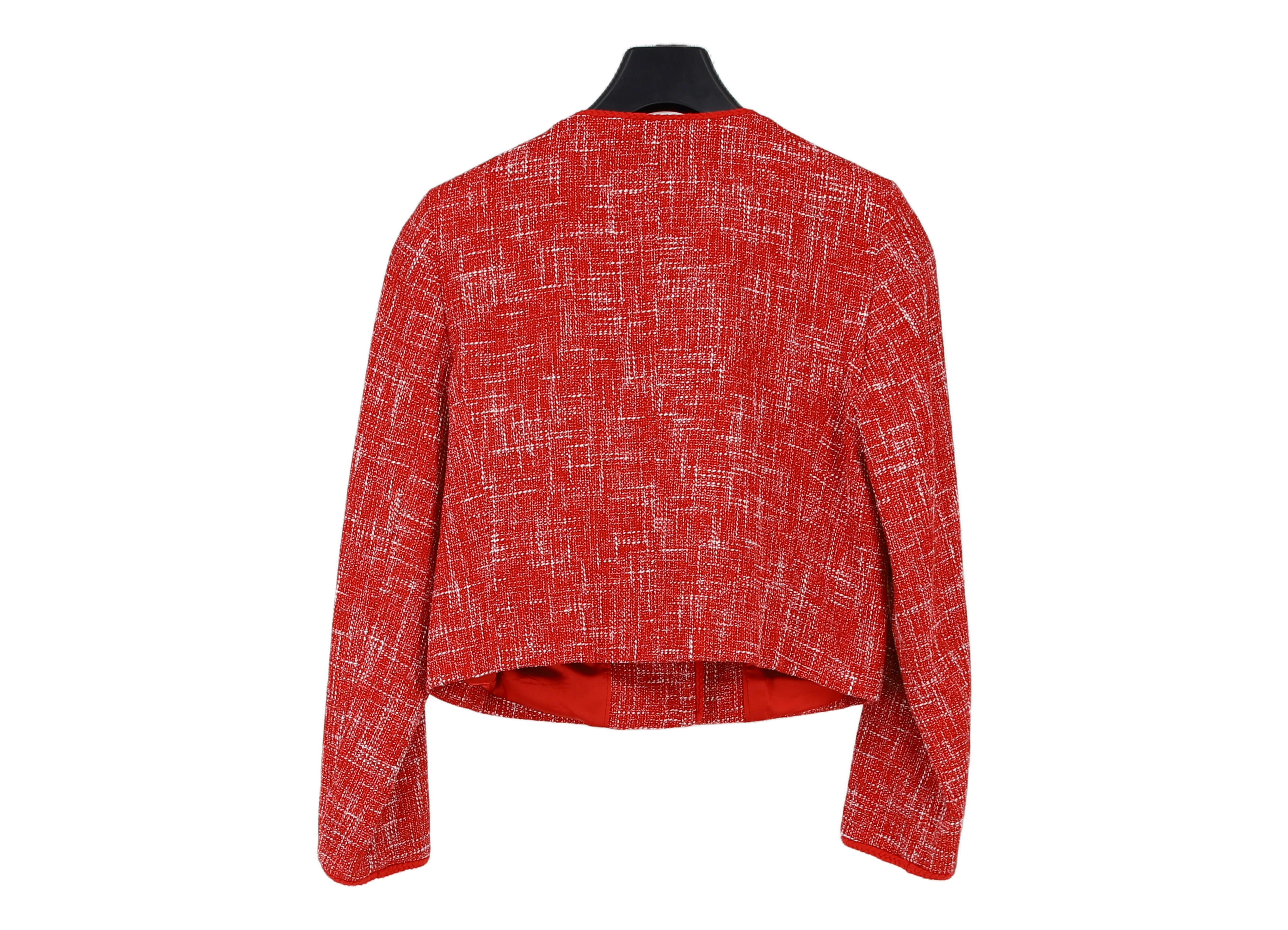 LK Bennett Red Cropped Collarless Blazer