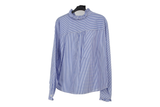 LK Bennett Blue Ruffle Neck Blouse
