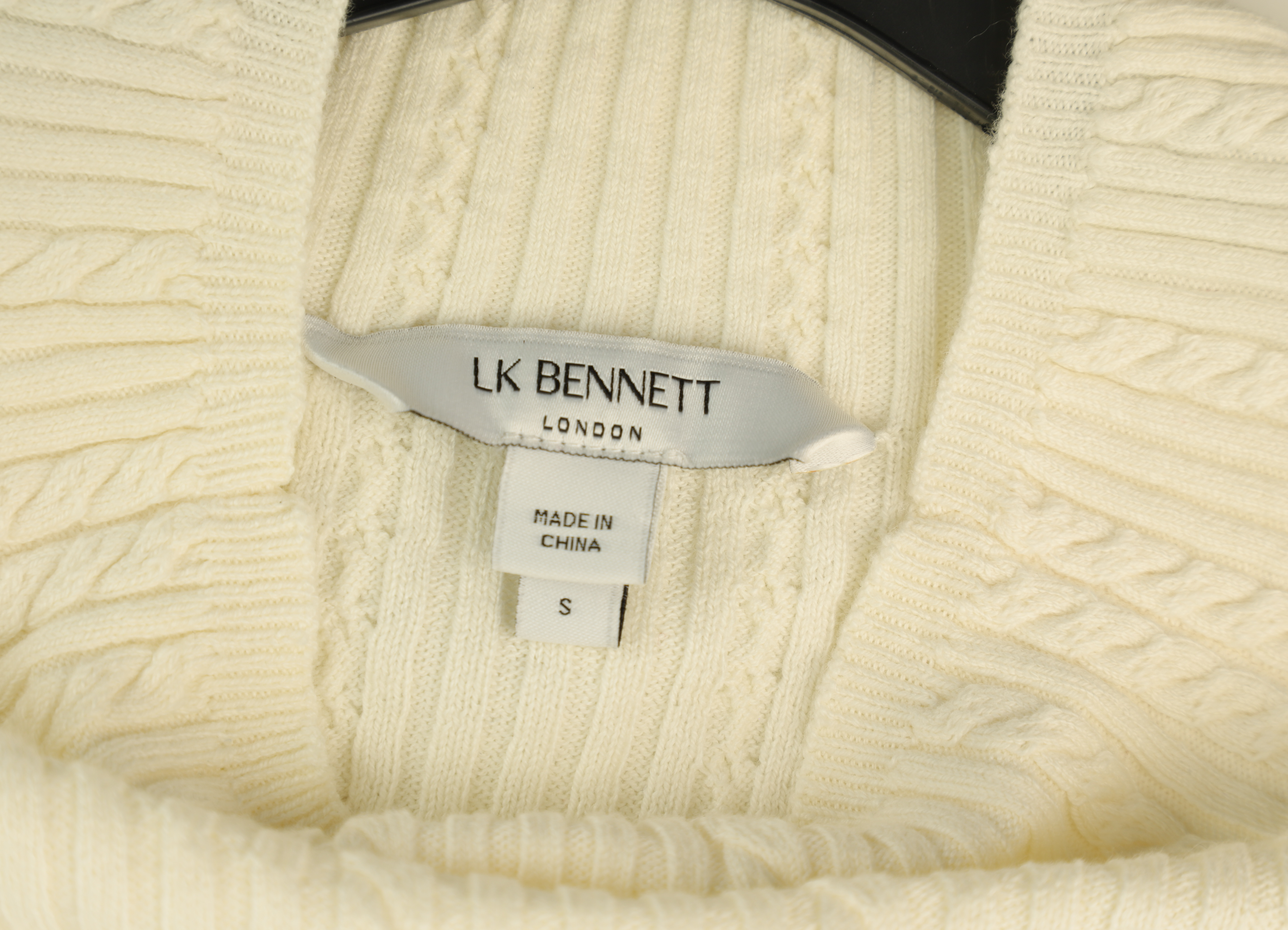 LK Bennett Beige Ribbed Mock-Neck Sweater Size S