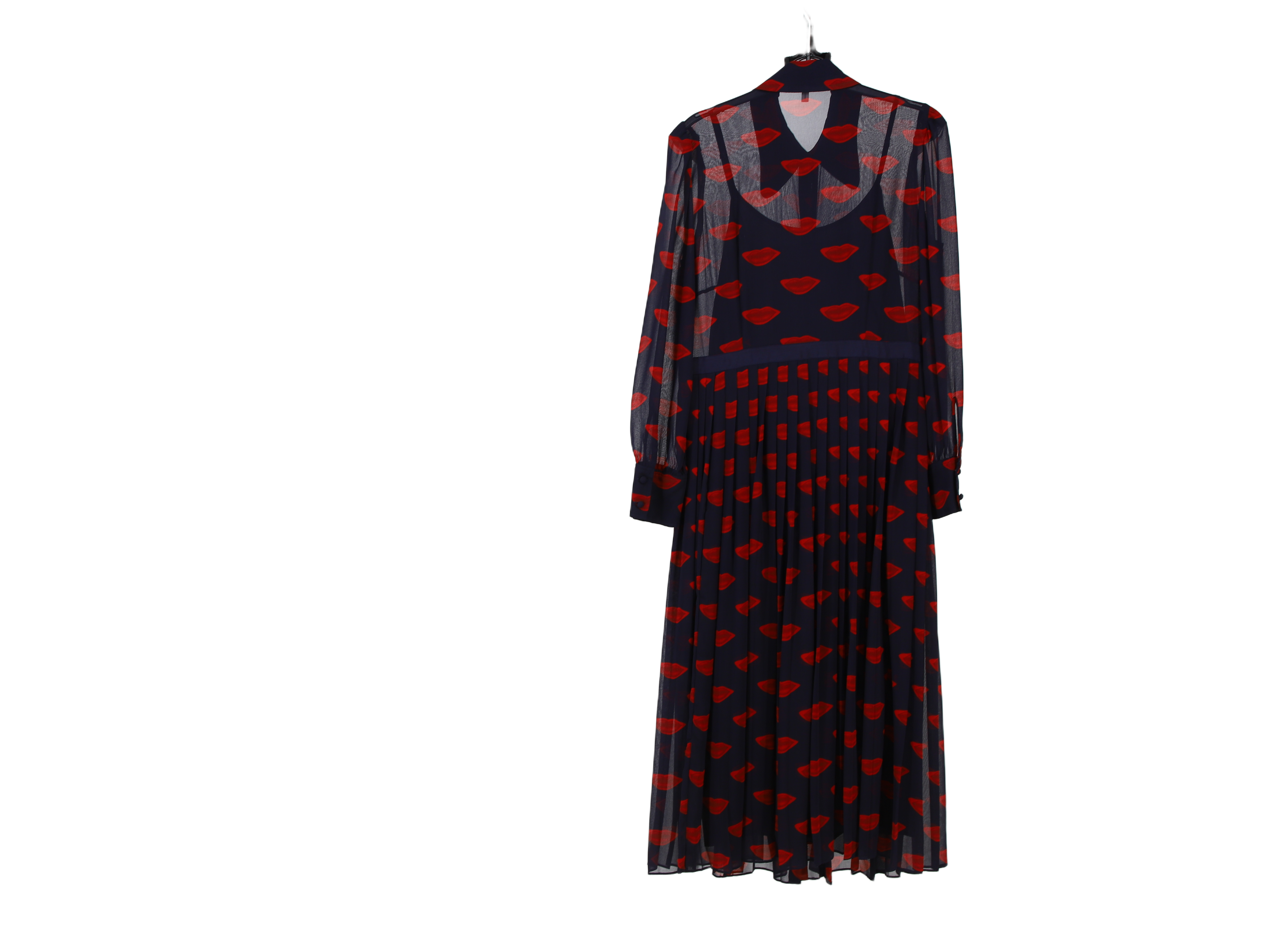 LK Bennett Navy Pleated Maxi Dress