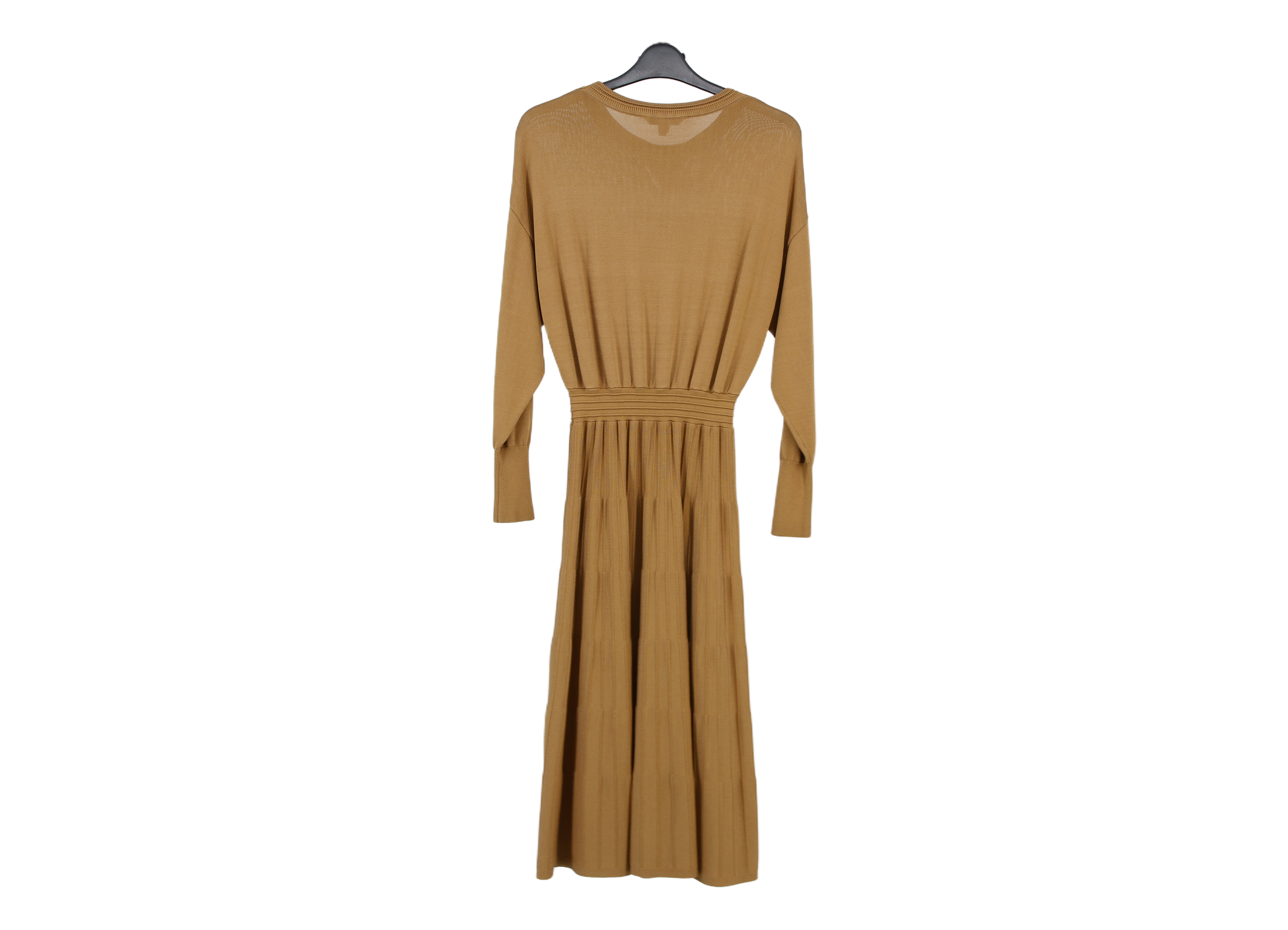 LK Bennett Brown Pleated Flared Maxi Dress